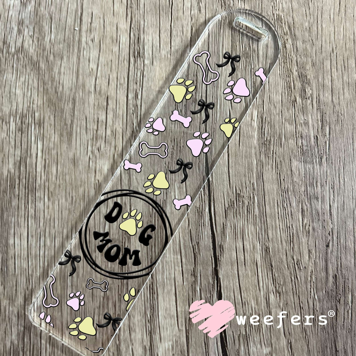 Dog Mom Purple Green Bows UV DTF Cup Wrap Bookmark Weefers