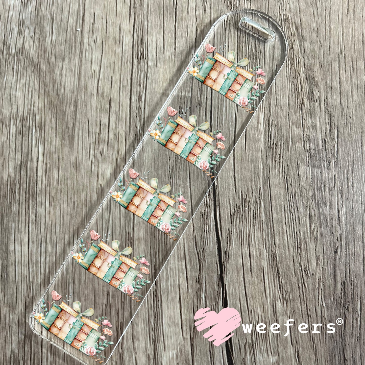 Pastel Floral Books UV DTF Cup Wrap Bookmark Weefers