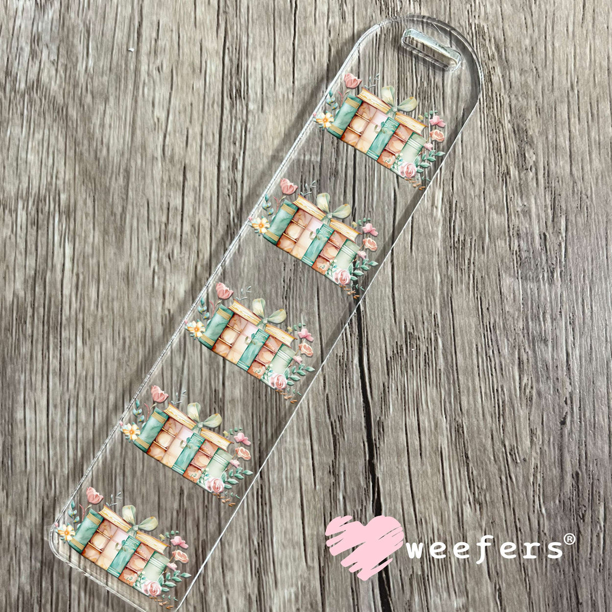 Pastel Floral Books UV DTF Cup Wrap Bookmark Weefers