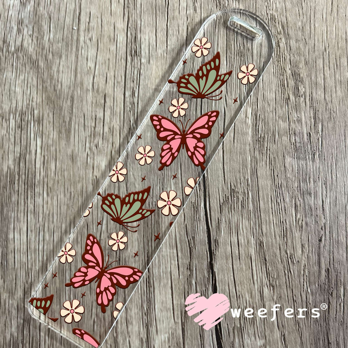 Mauve and Green Butterflies UV DTF Cup Wrap Bookmark Weefers