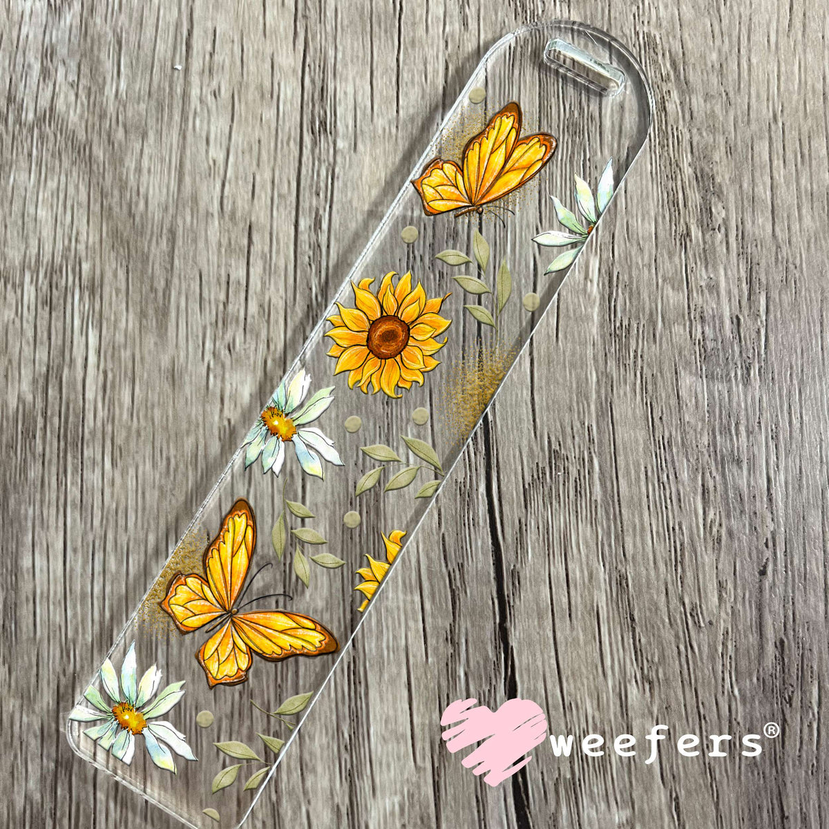 Yellow Butterflies and White Flowers UV DTF Cup Wrap Bookmark Weefers