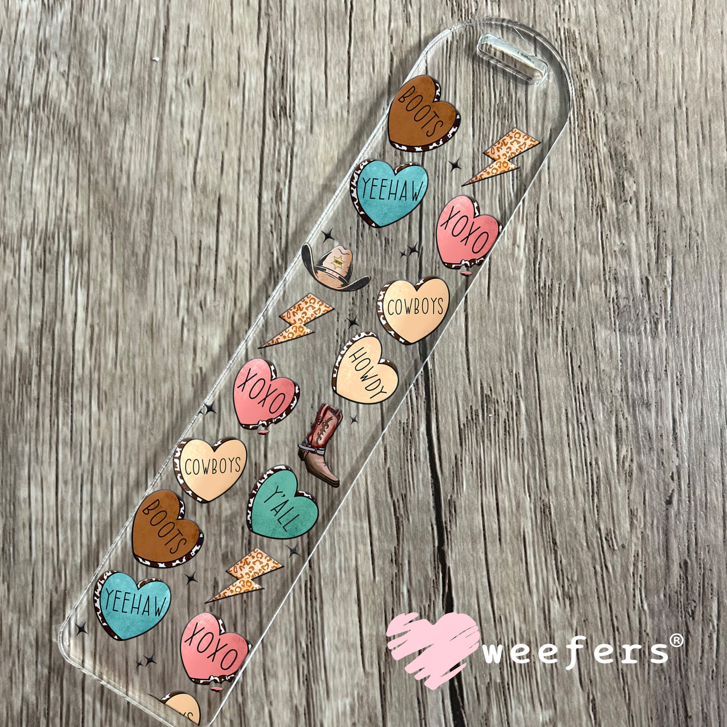 Western Valentine Hearts UV DTF Cup Wrap Bookmark Weefers