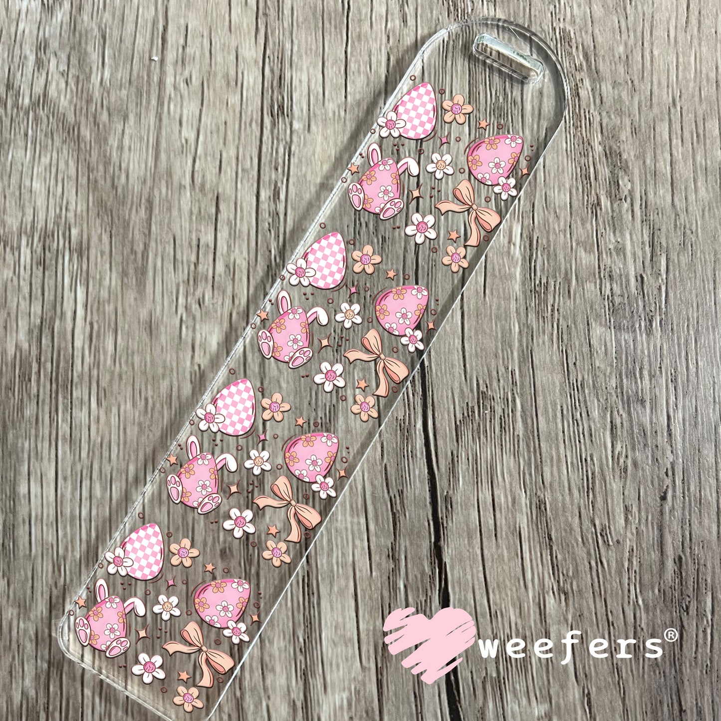 Pink Easter Eggs Peach Ribbon UV DTF Decal Bookmark Weefers