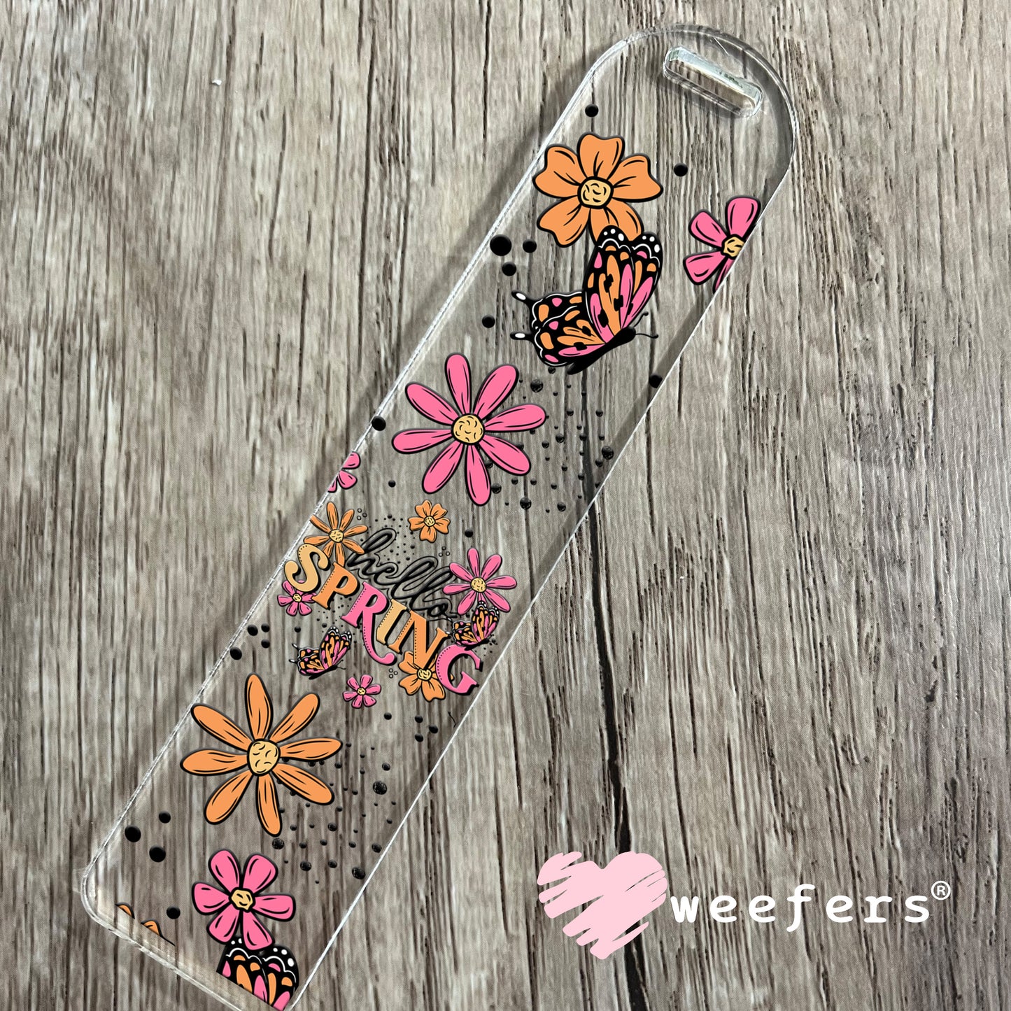 Hello Spring Pink Orange UV DTF Cup Wrap Bookmark Weefers