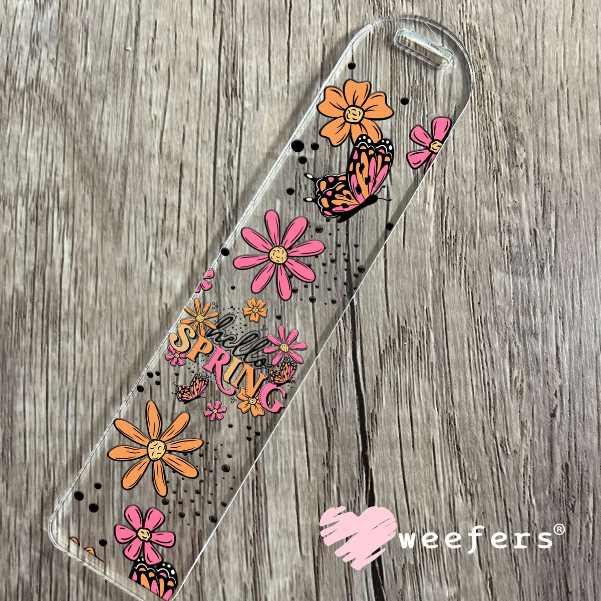 Hello Spring Pink Orange UV DTF Cup Wrap Bookmark Weefers