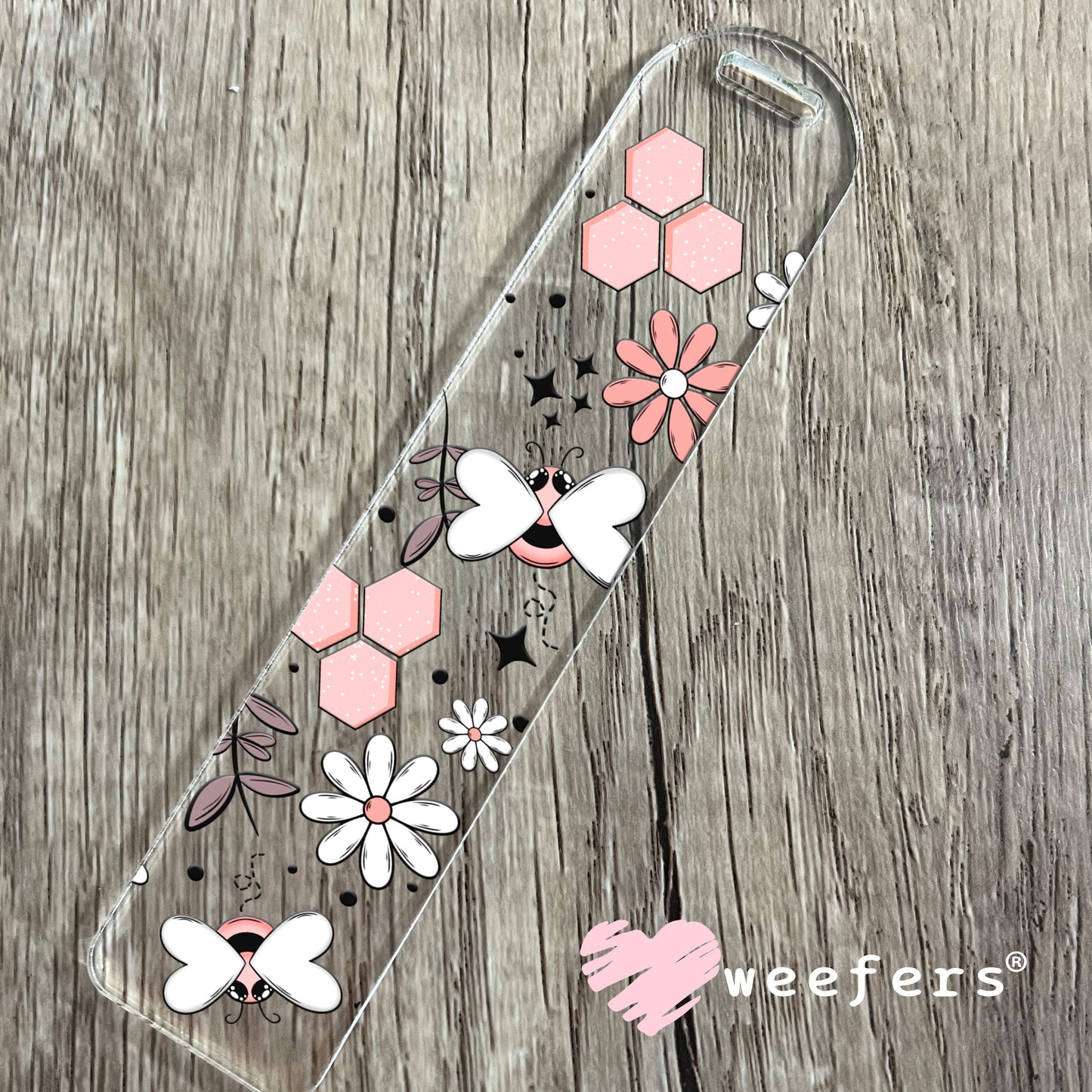 Pink Bees and Pink Honeycomb UV DTF Cup Wrap Bookmark Weefers
