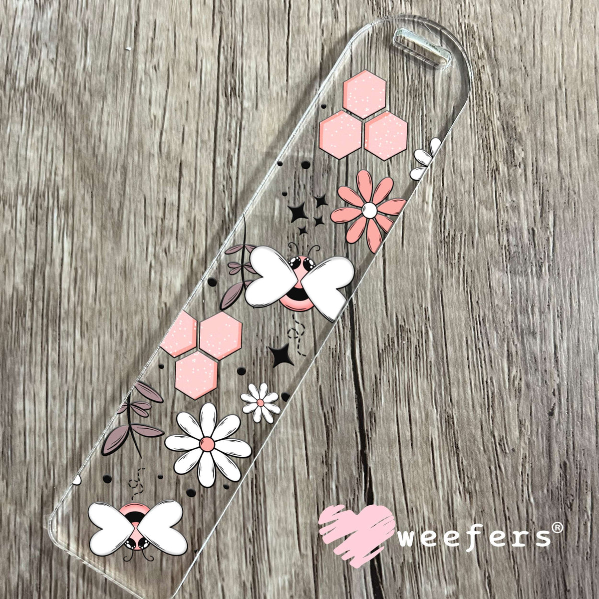 Pink Bees and Pink Honeycomb UV DTF Cup Wrap Bookmark Weefers