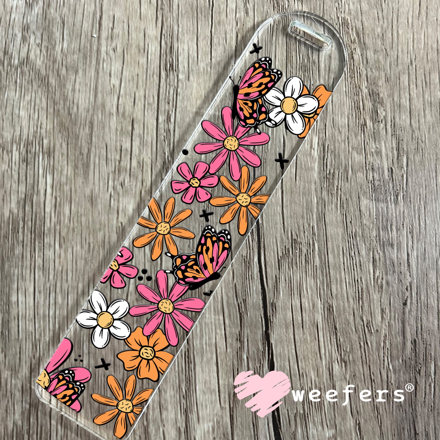 Spring Pink and Orange Flowers UV DTF Cup Wrap Bookmark Weefers