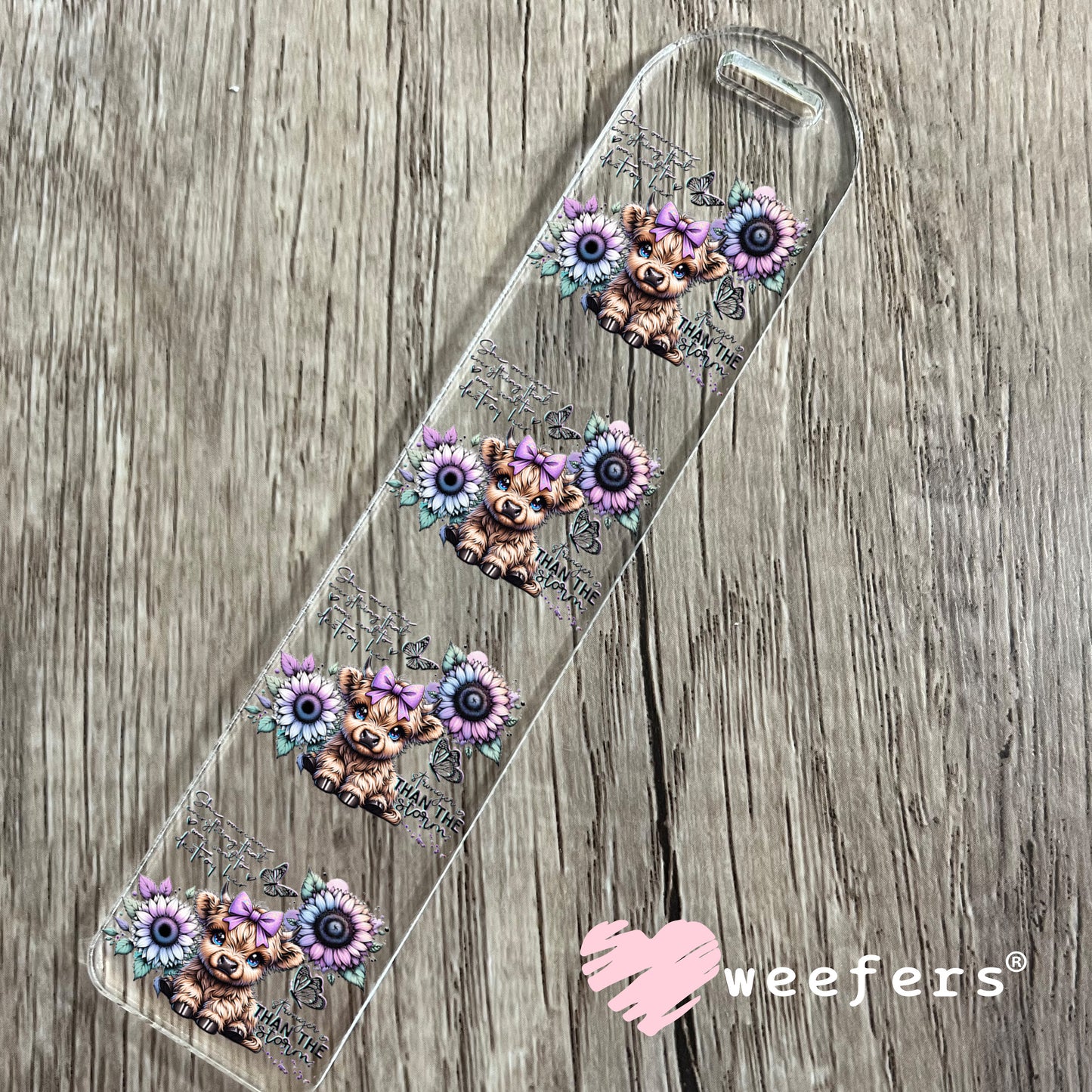 She Overcame Everything Was Sent to Destroy Her Highlander Cow Western UV DTF Decal Bookmark Weefers