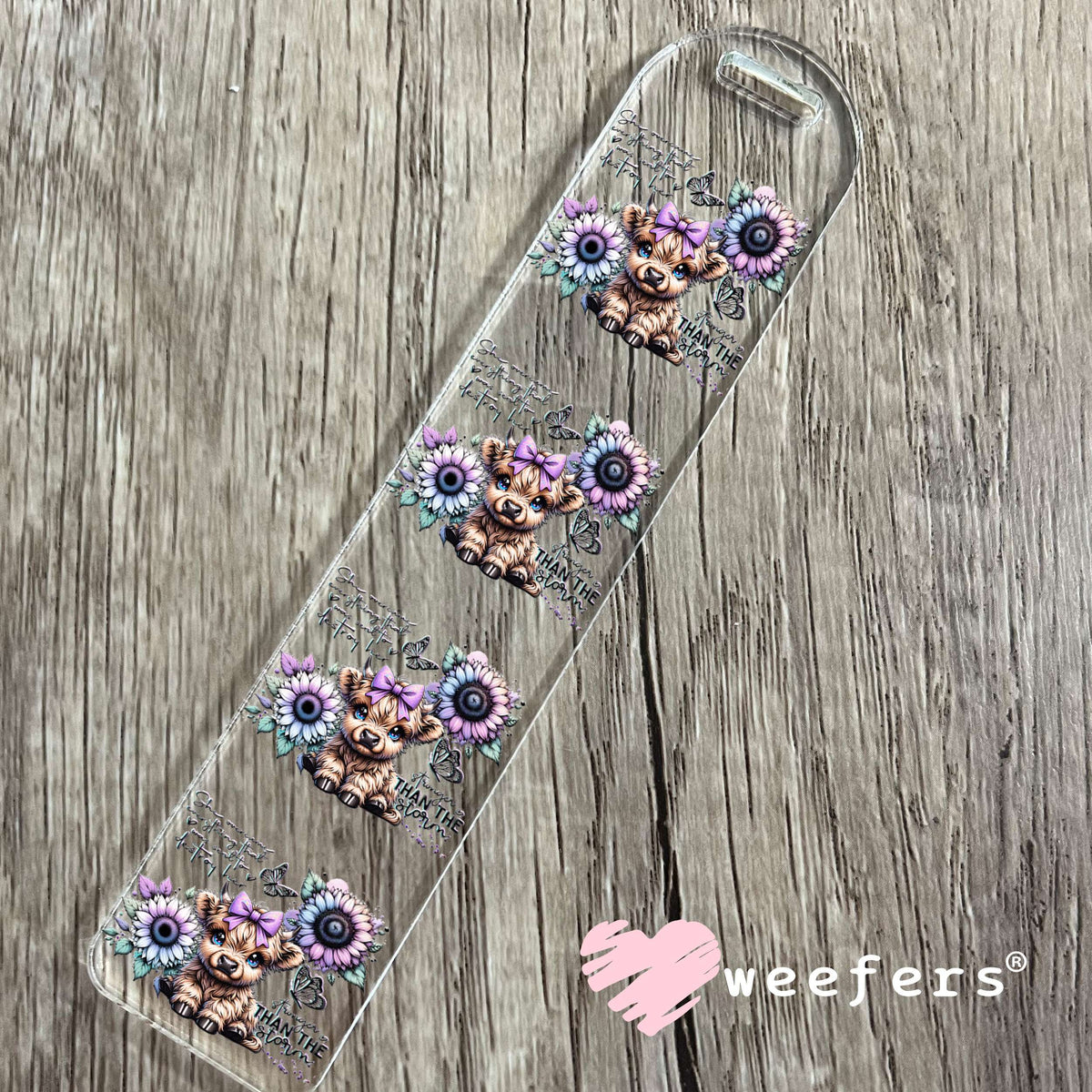 She Overcame Everything Was Sent to Destroy Her Highlander Cow Western UV DTF Decal Bookmark Weefers