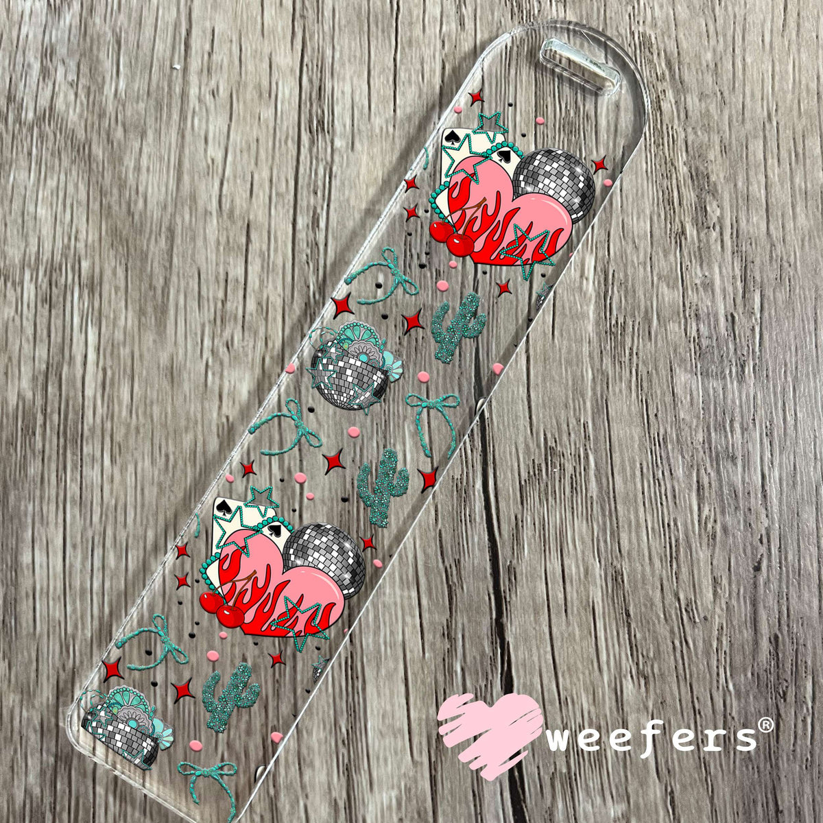 Western Cherry Heart Disco UV DTF Cup Wrap - WEEFERS EXCLUSIVE WRAP Bookmark Weefers