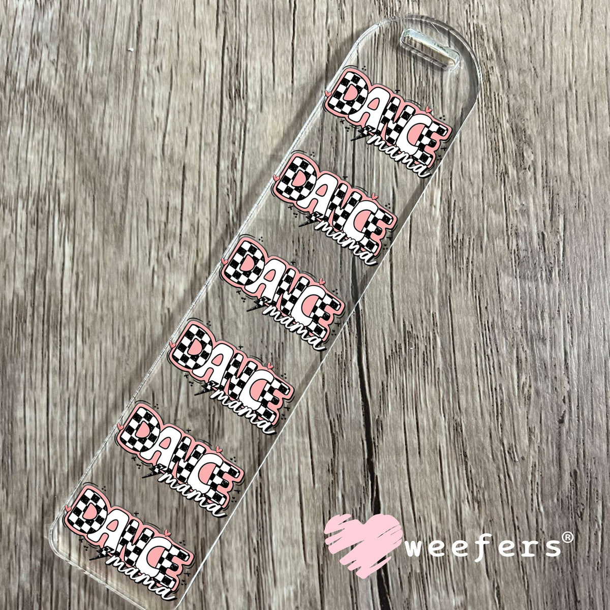 Dance Mama Pink Checkered UV DTF Decal Bookmark Weefers