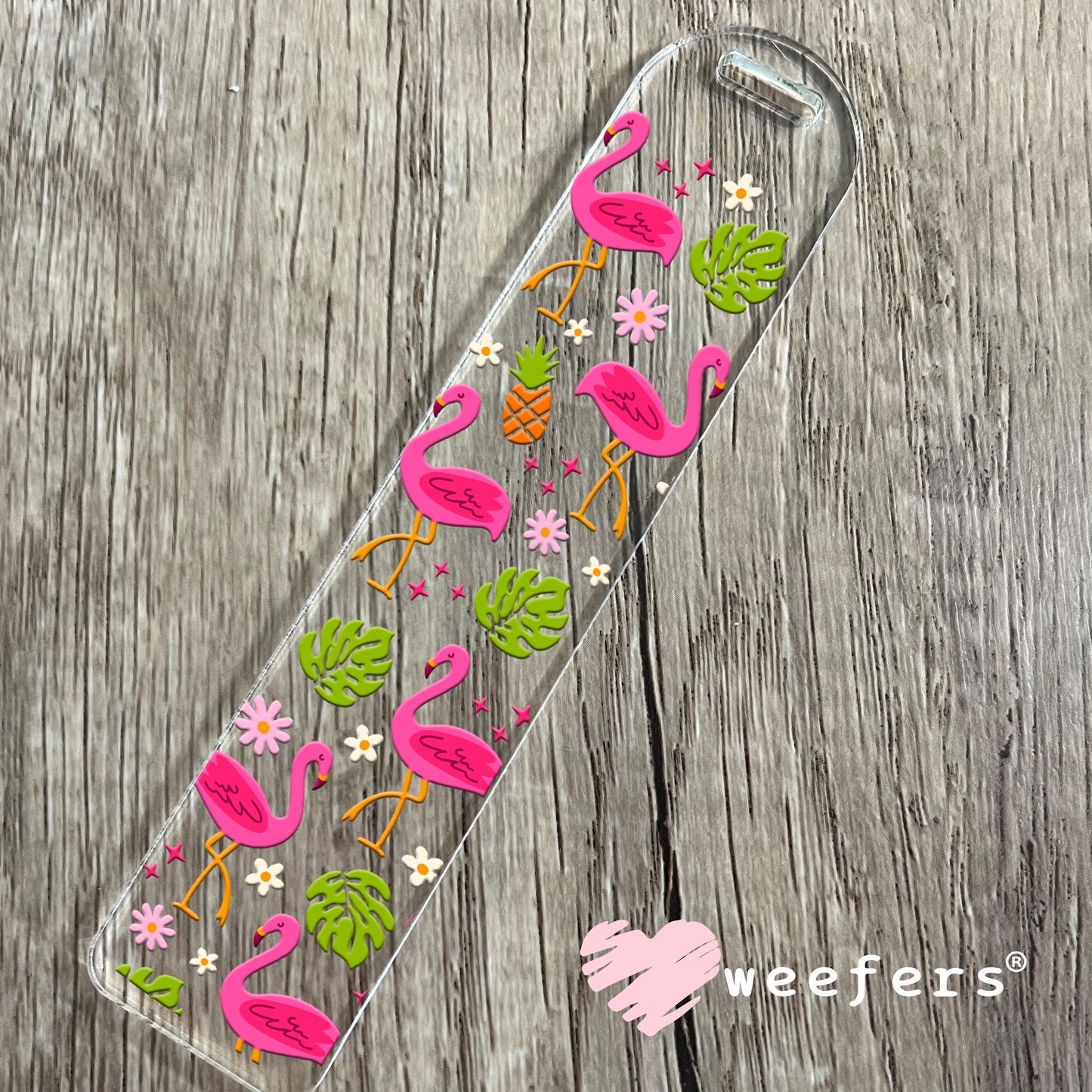 Pink Tropical Flamingos UV DTF Cup Wrap Bookmark Weefers
