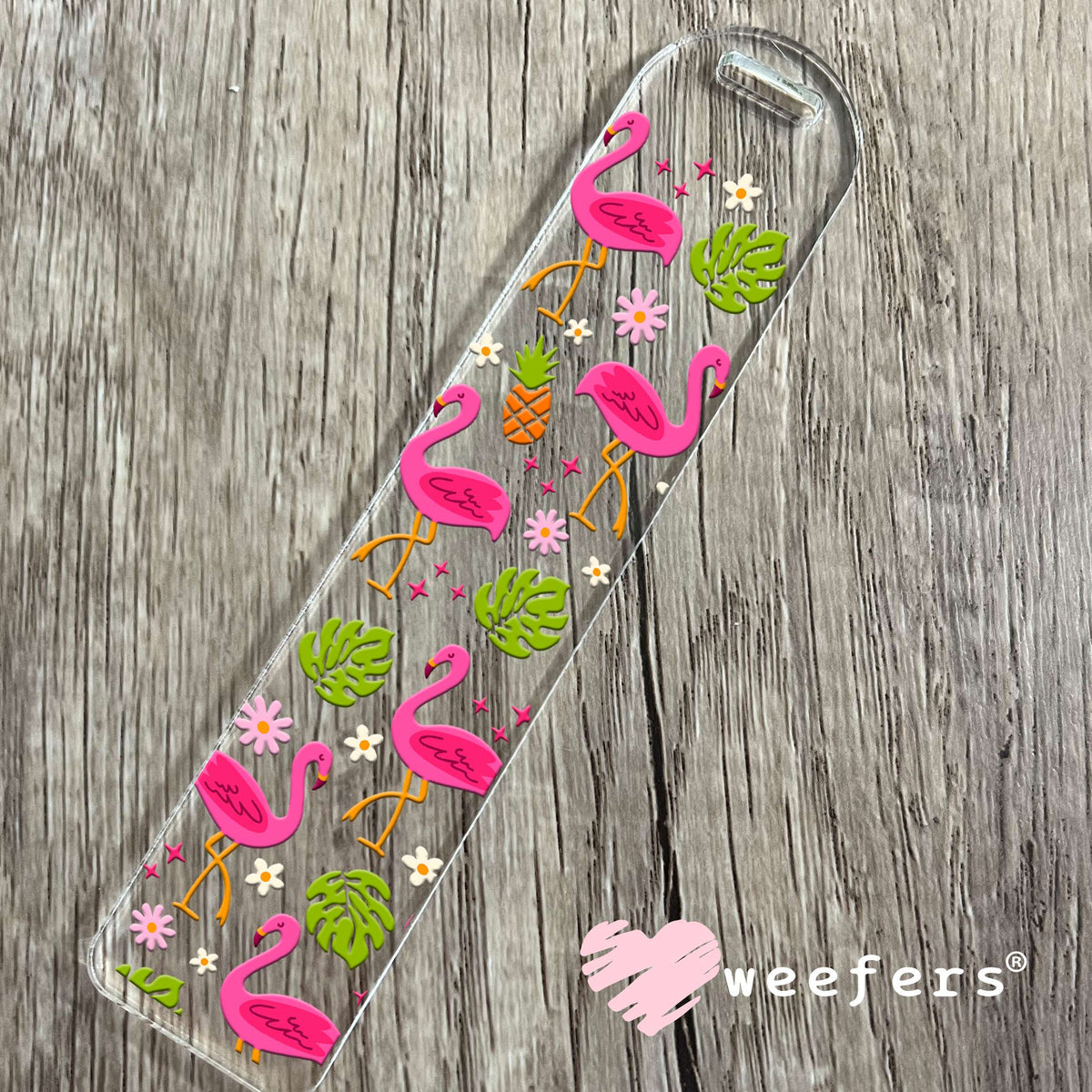 Pink Tropical Flamingos UV DTF Cup Wrap Bookmark Weefers