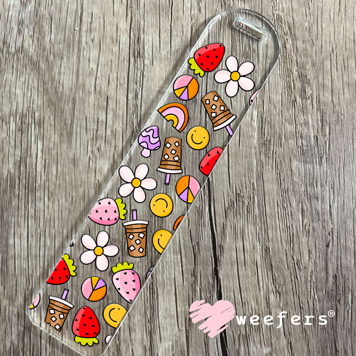 Coffee Strawberries Flower UV DTF Cup Wrap Bookmark Weefers