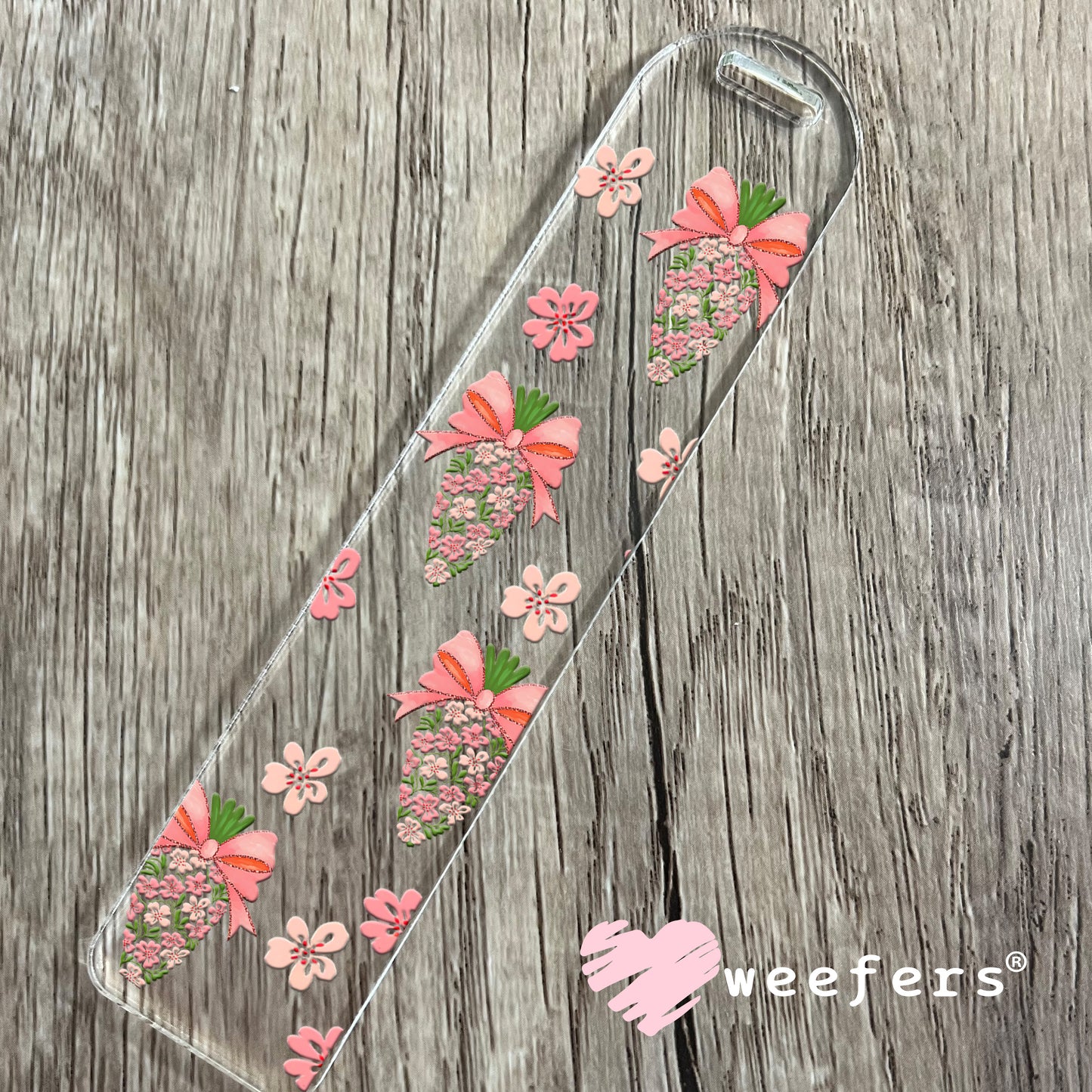 Blush Pink and Green Floral Easter Carrots UV DTF Cup Wrap - WEEFERS EXCLUSIVE WRAP Bookmark Weefers