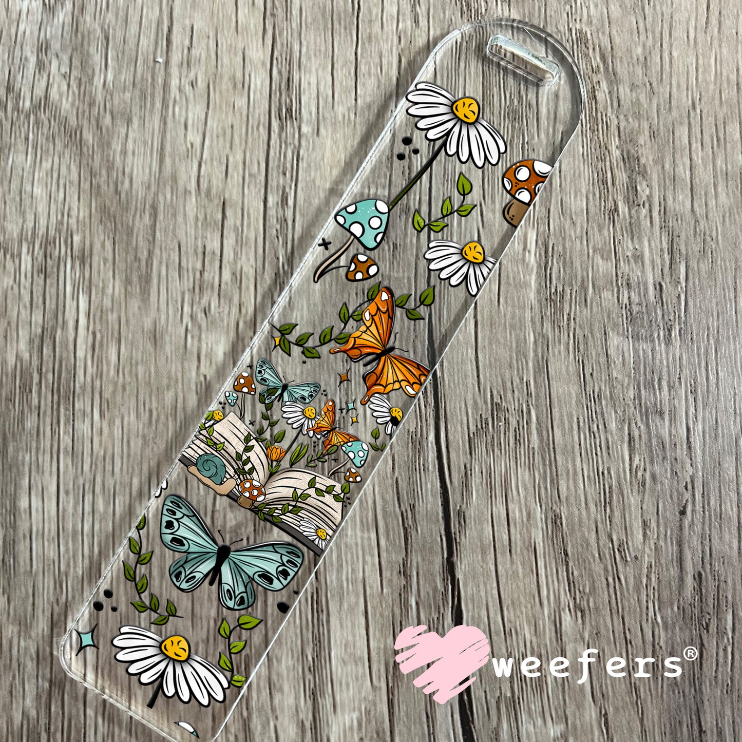 Open Book Butterflies and Mushrooms UV DTF Cup Wrap Bookmark Weefers