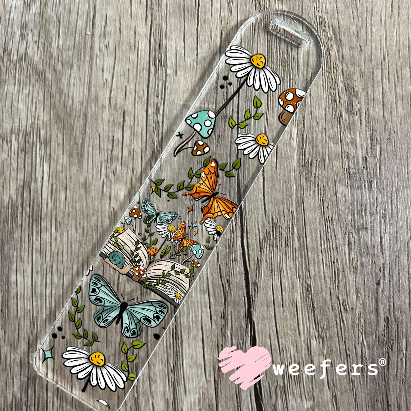 Open Book Butterflies and Mushrooms UV DTF Cup Wrap Bookmark Weefers
