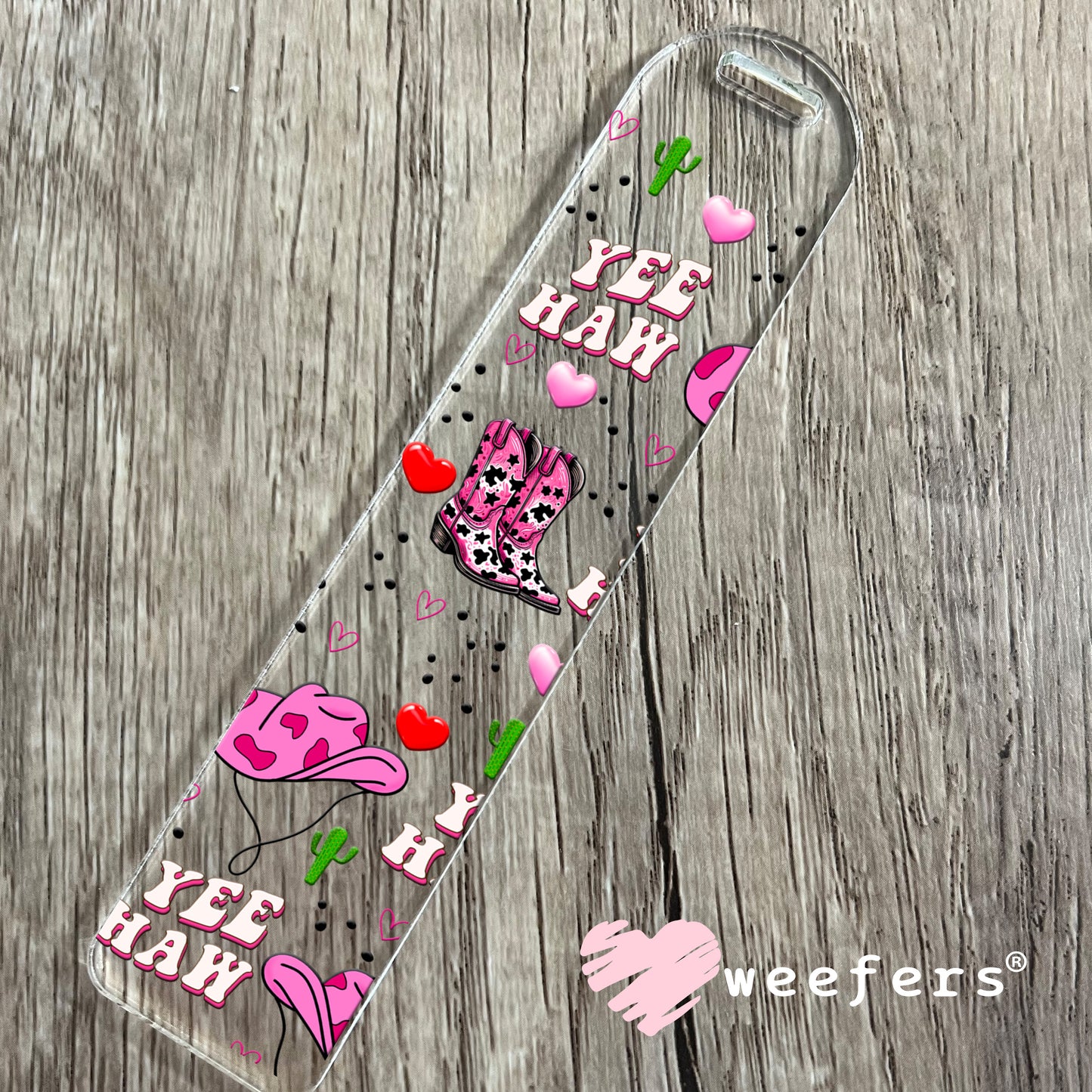 Yee Haw Pink Cowgirl Hats and Boots UV DTF Cup Wrap Bookmark Weefers