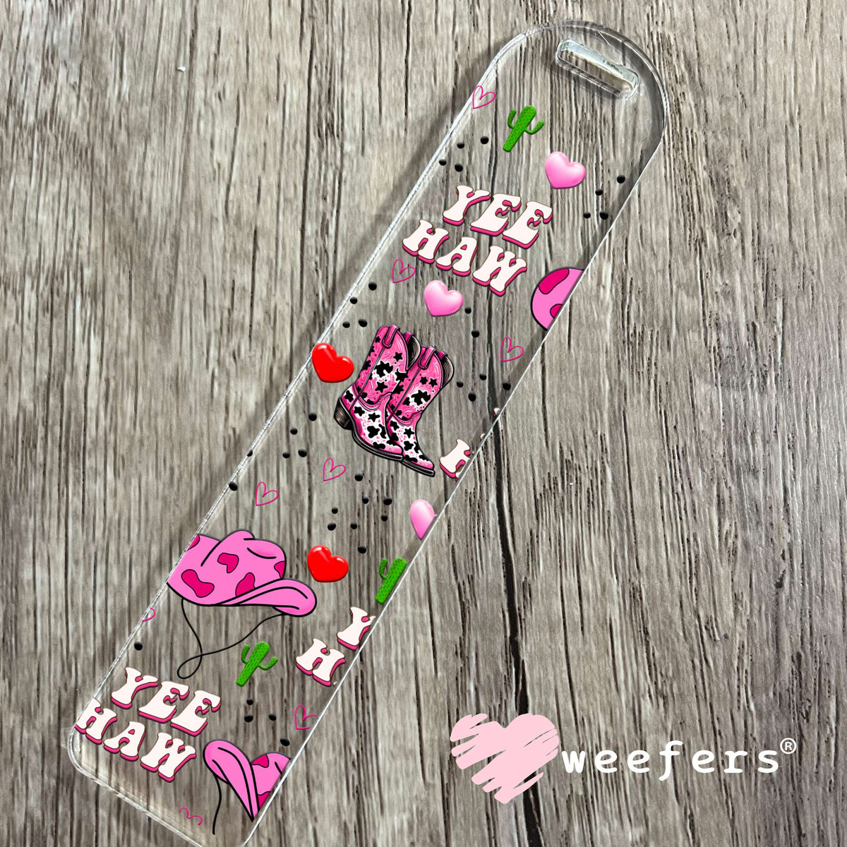 Yee Haw Pink Cowgirl Hats and Boots UV DTF Cup Wrap Bookmark Weefers