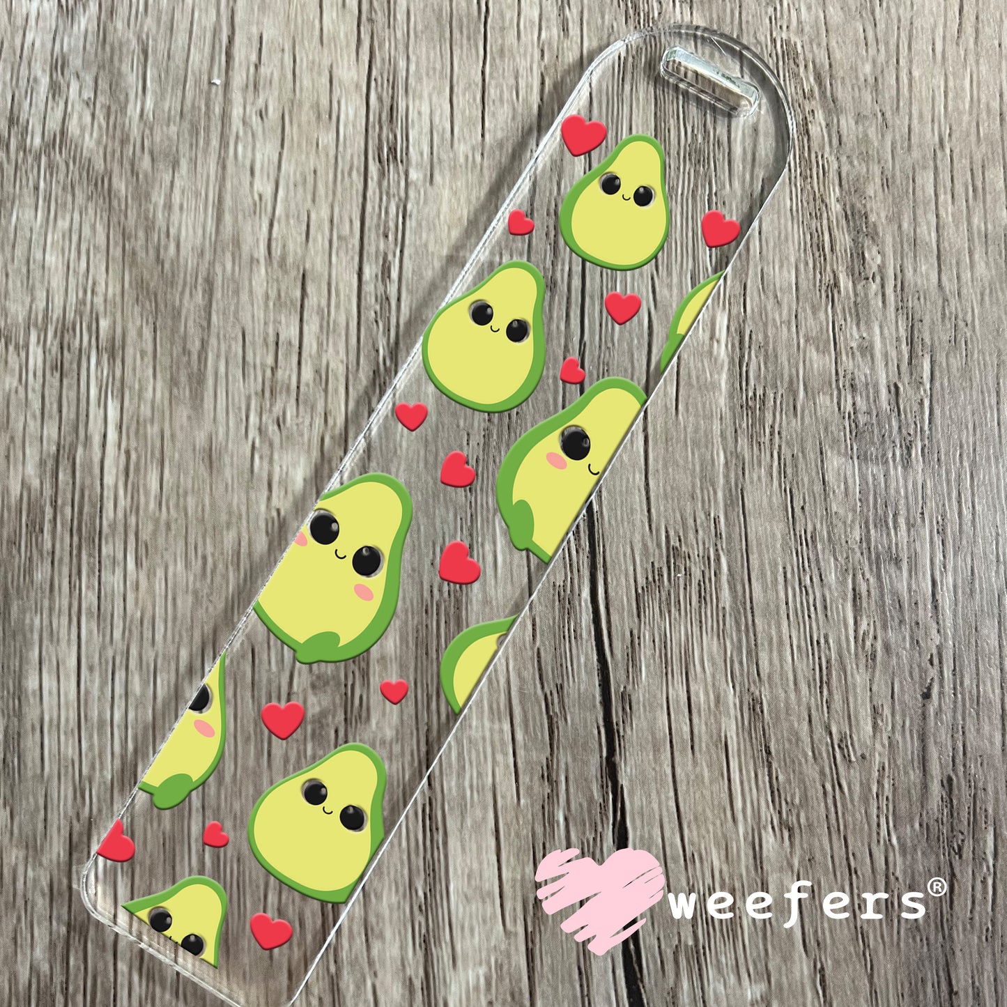 Avocado Lover Red Hearts UV DTF Cup Wrap Bookmark Weefers