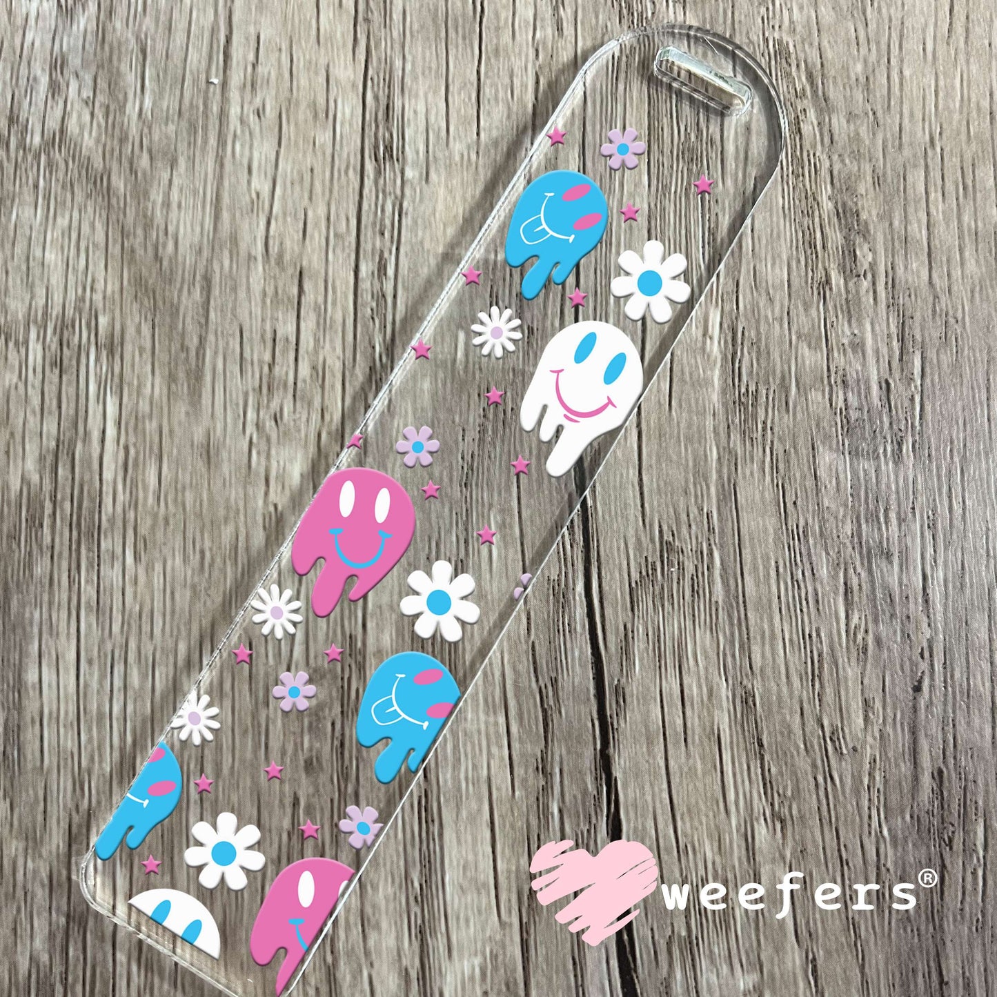 Pink and Blue Melting Faces UV DTF Cup Wrap Bookmark Weefers