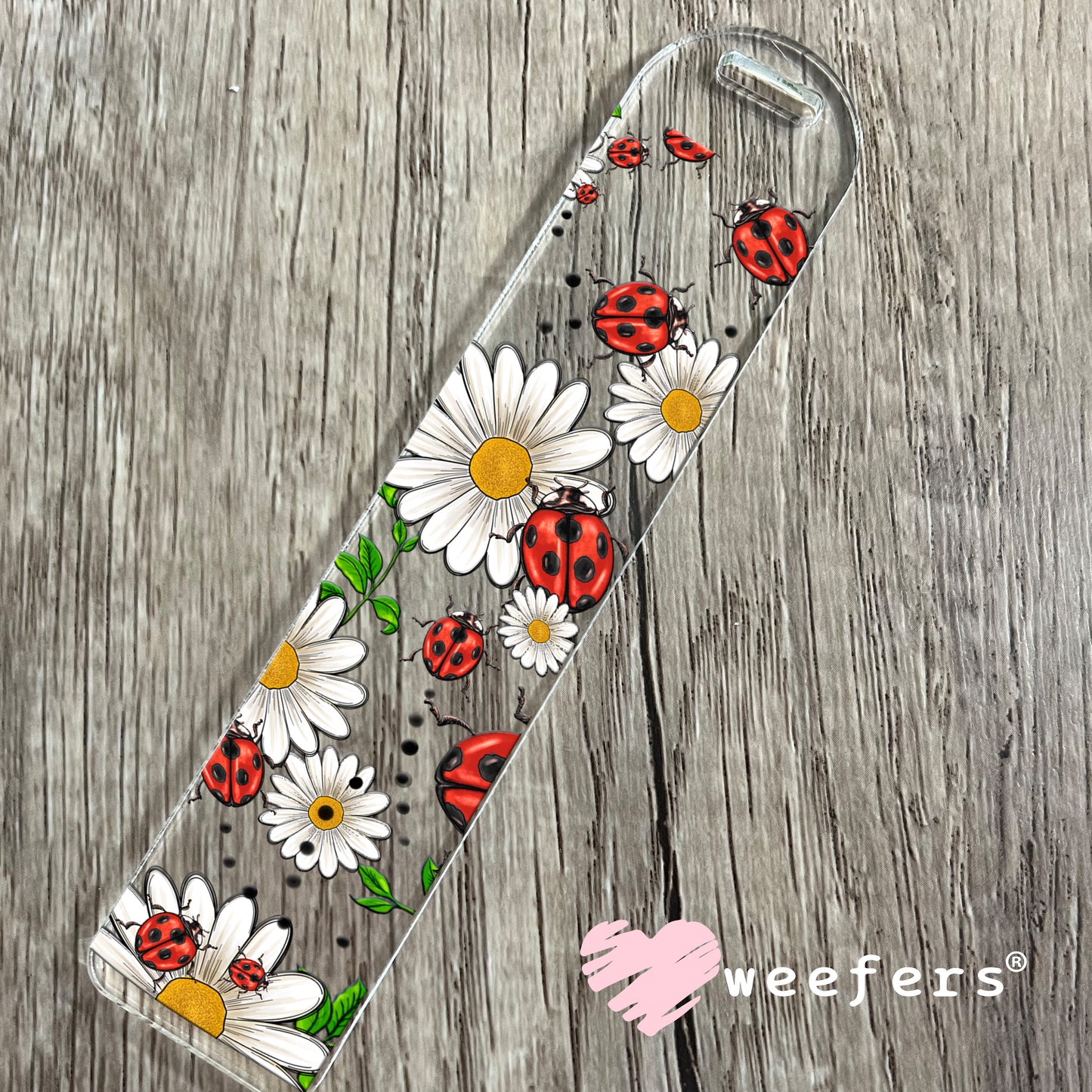 Lady Bug Daisy Flowers UV DTF Cup Wrap Bookmark Weefers