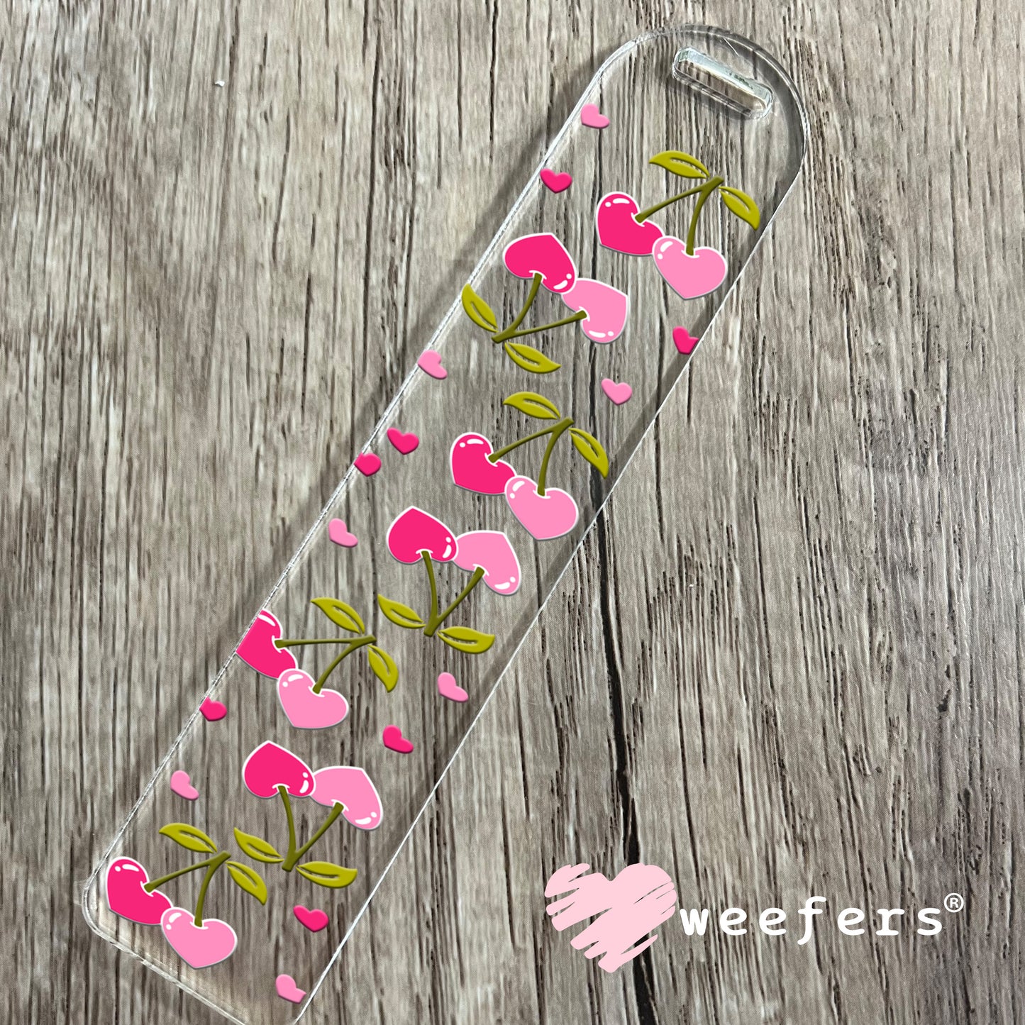 Pink and Hot Pink Cherries UV DTF Cup Wrap Bookmark Weefers