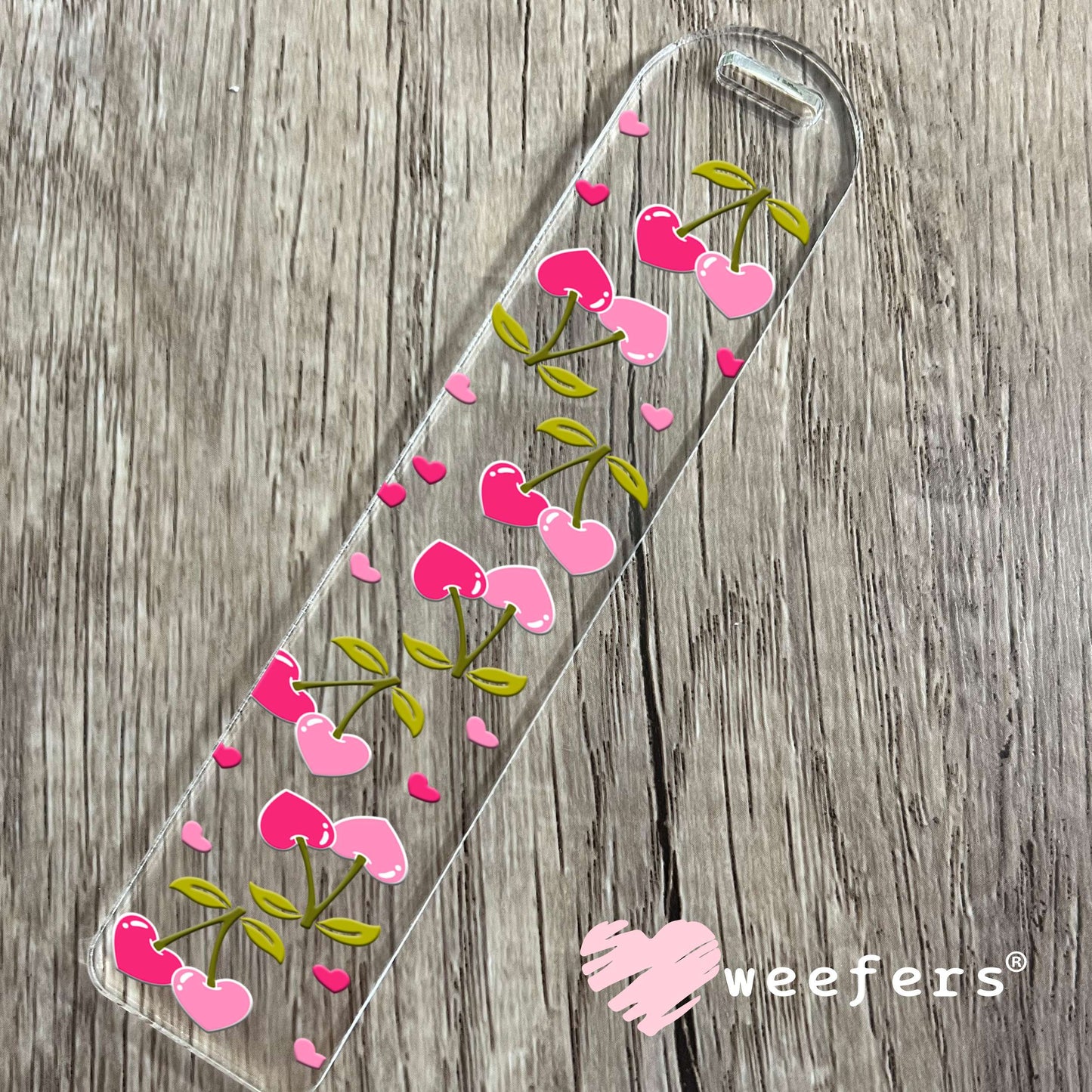 Pink and Hot Pink Cherries UV DTF Cup Wrap Bookmark Weefers
