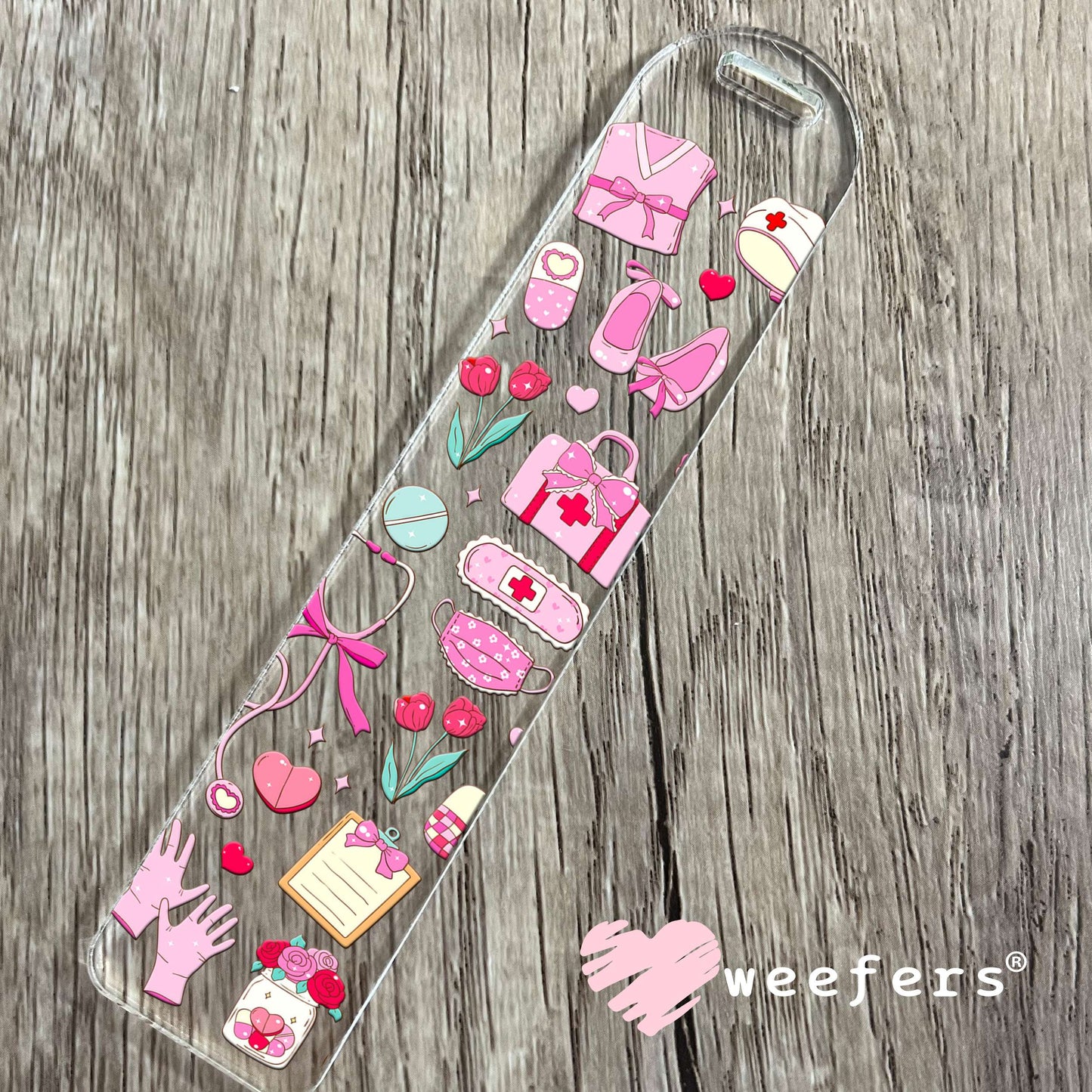 Pink Nurse Essentials UV DTF Cup Wrap Bookmark Weefers