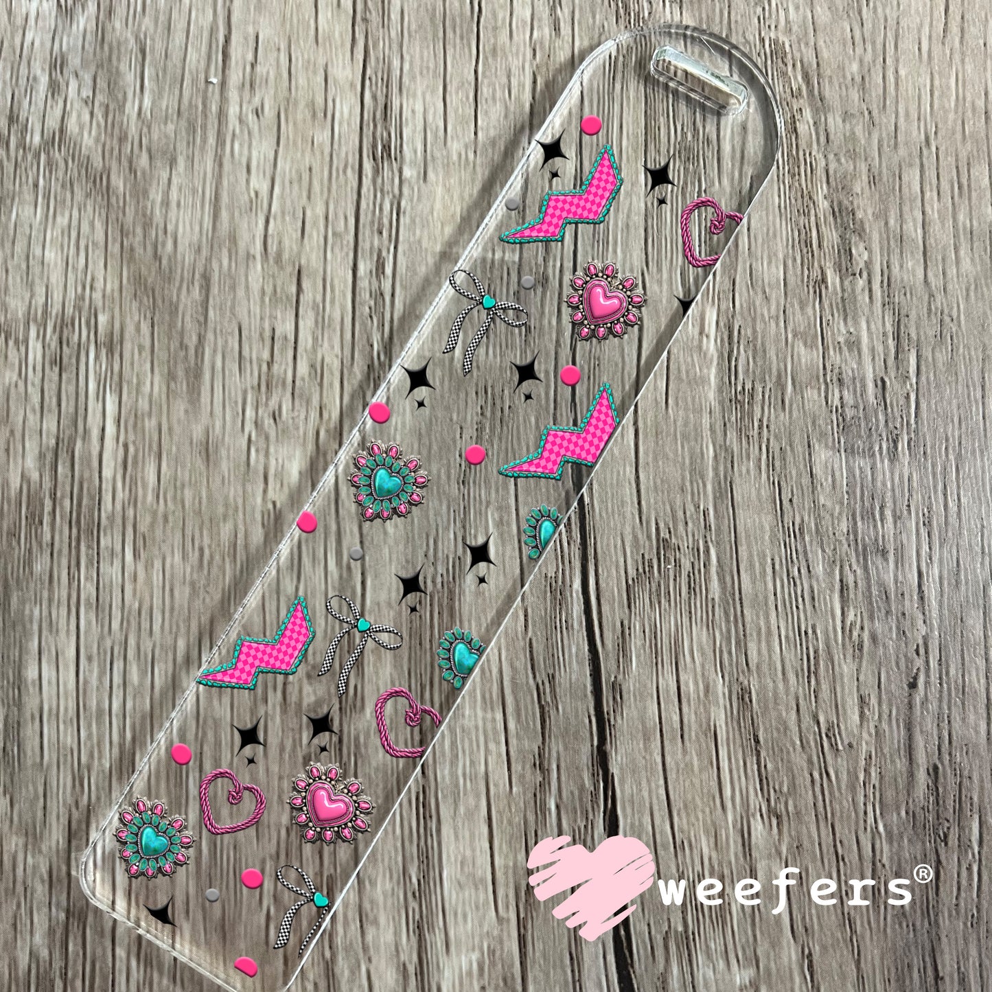 Walk By Faith Pink and Teal Cowgirl Sidekick UV DTF Cup Wrap - WEEFERS EXCLUSIVE WRAP Bookmark Weefers