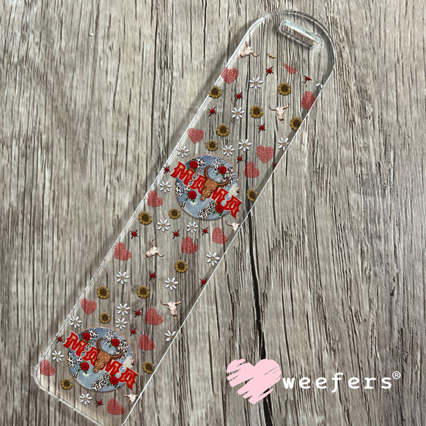 Red Mama Denim Round UV DTF Cup Wrap - WEEFERS EXCLUSIVE WRAP Bookmark Weefers