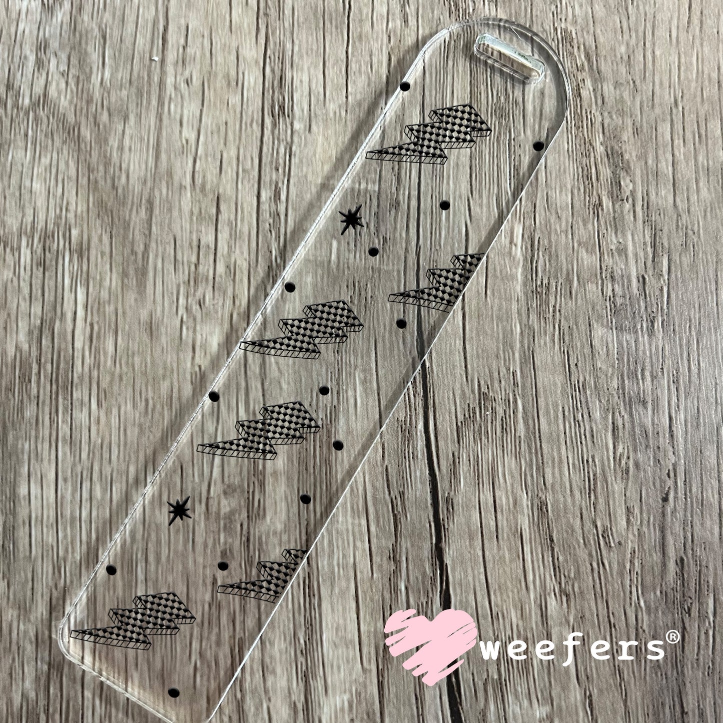 Black Checkered Lightening Bolts UV DTF Cup Wrap - WEEFERS EXCLUSIVE WRAP Bookmark Weefers