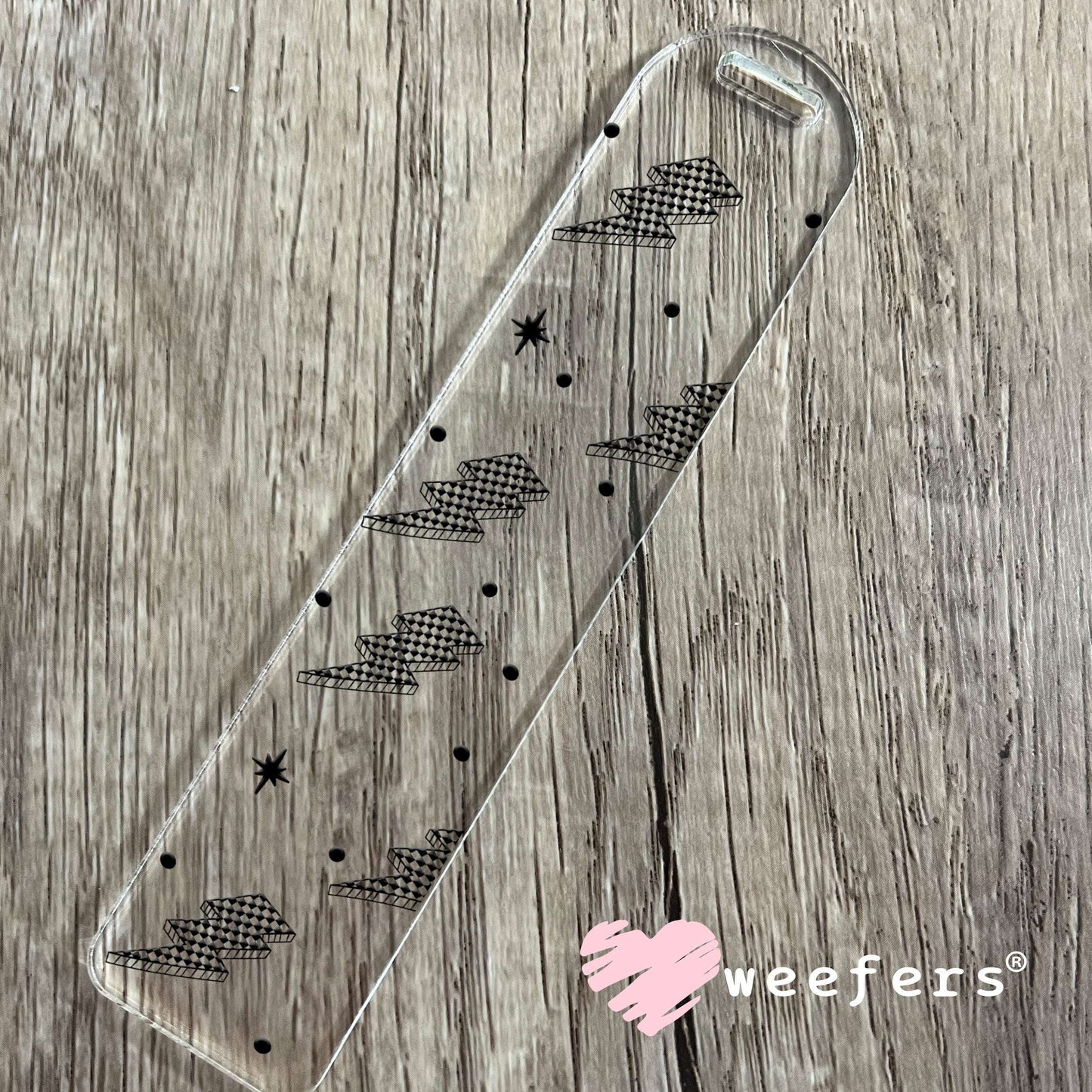 Black Checkered Lightening Bolts UV DTF Cup Wrap - WEEFERS EXCLUSIVE WRAP Bookmark Weefers