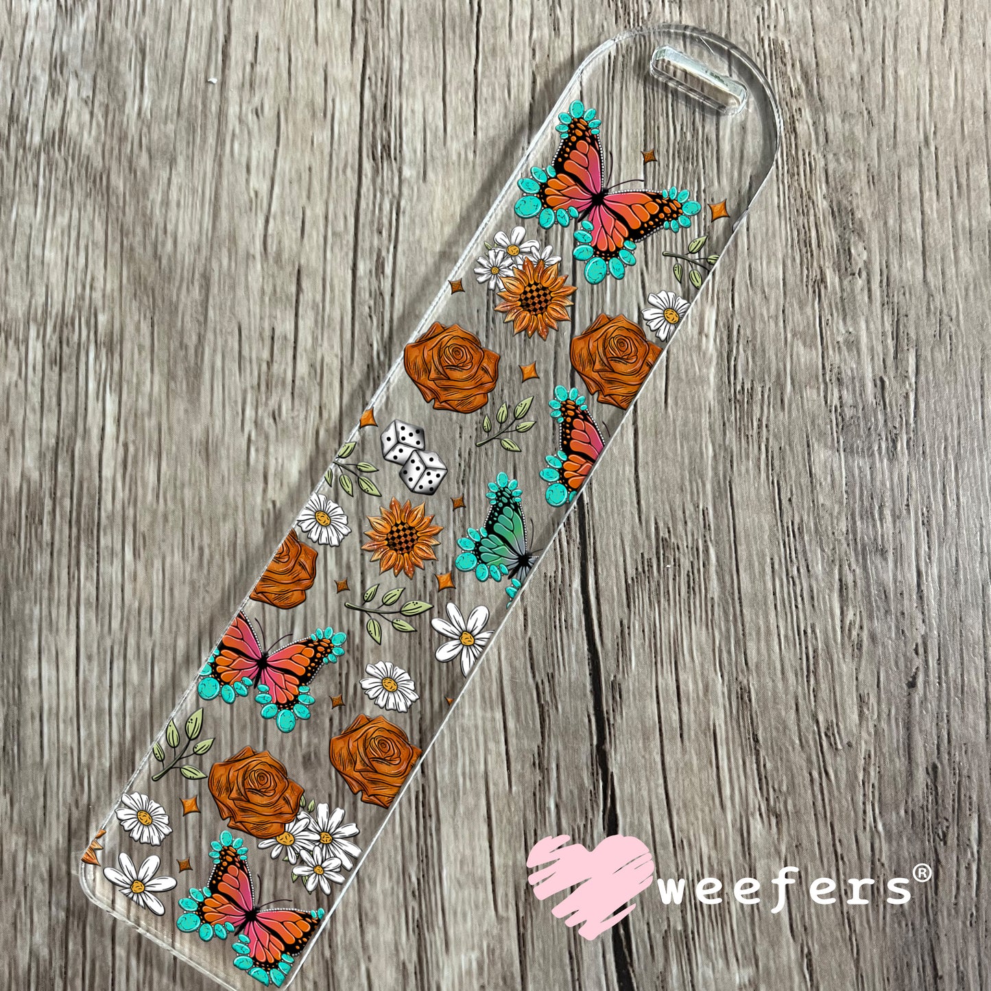 Rust Roses Butterflies and Sunflowers UV DTF Cup Wrap - WEEFERS EXCLUSIVE WRAP Bookmark Weefers