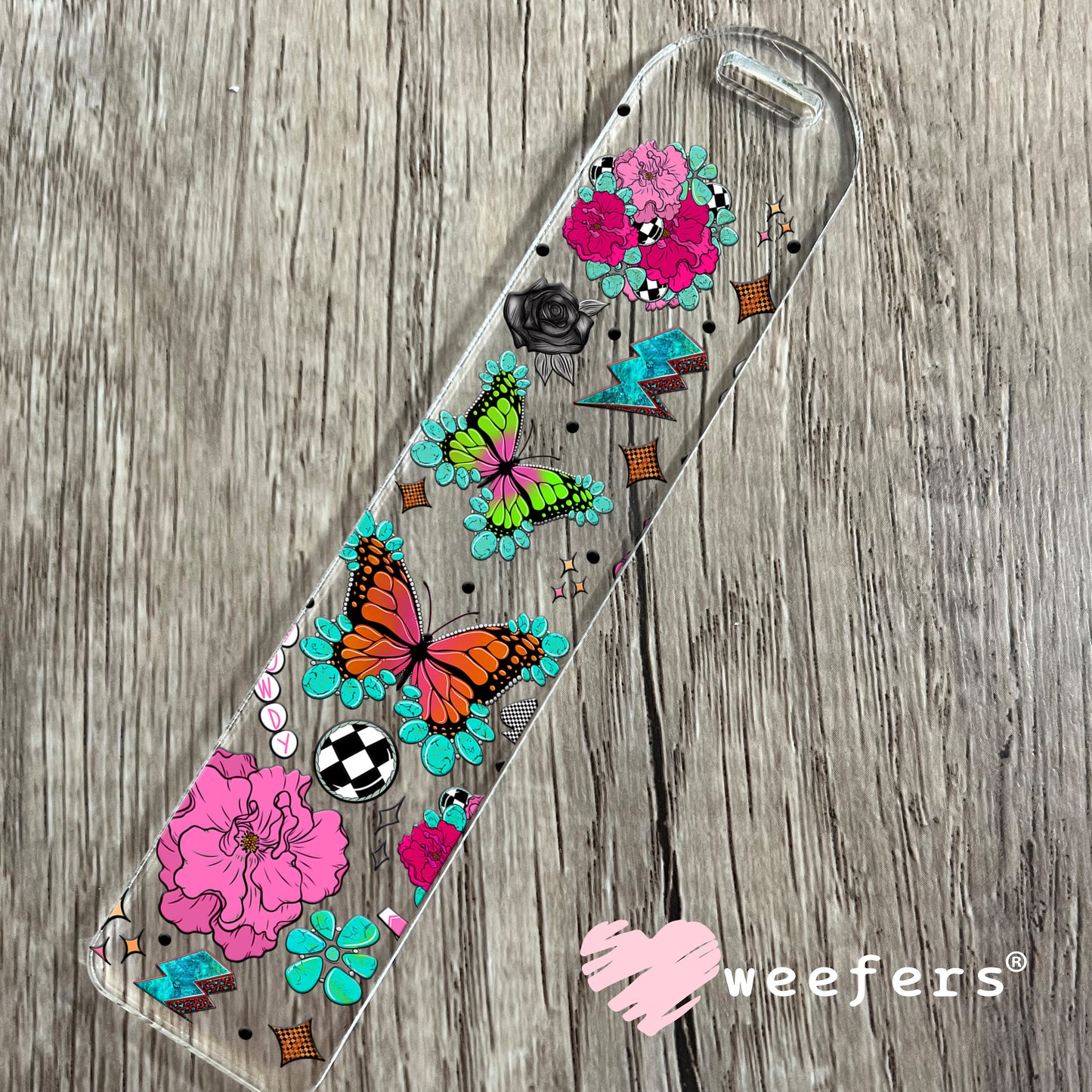 Howdy Pink Flowers Butterflies UV DTF Cup Wrap - WEEFERS EXCLUSIVE WRAP Bookmark Weefers