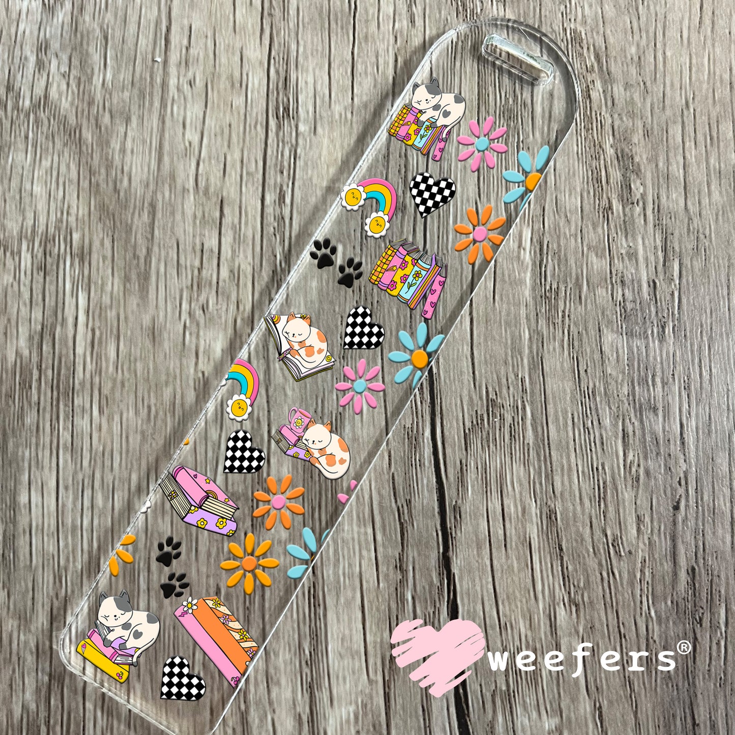 Retro Cats and Books UV DTF Cup Wrap Bookmark Weefers