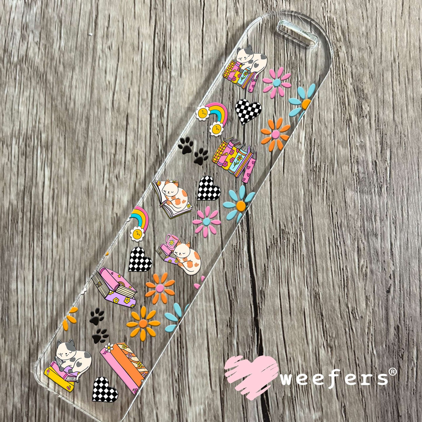 Retro Cats and Books UV DTF Cup Wrap Bookmark Weefers