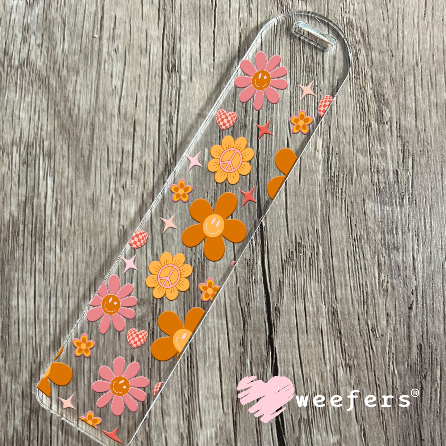 Orange and Pink Daisies UV DTF Cup Wrap Bookmark Weefers
