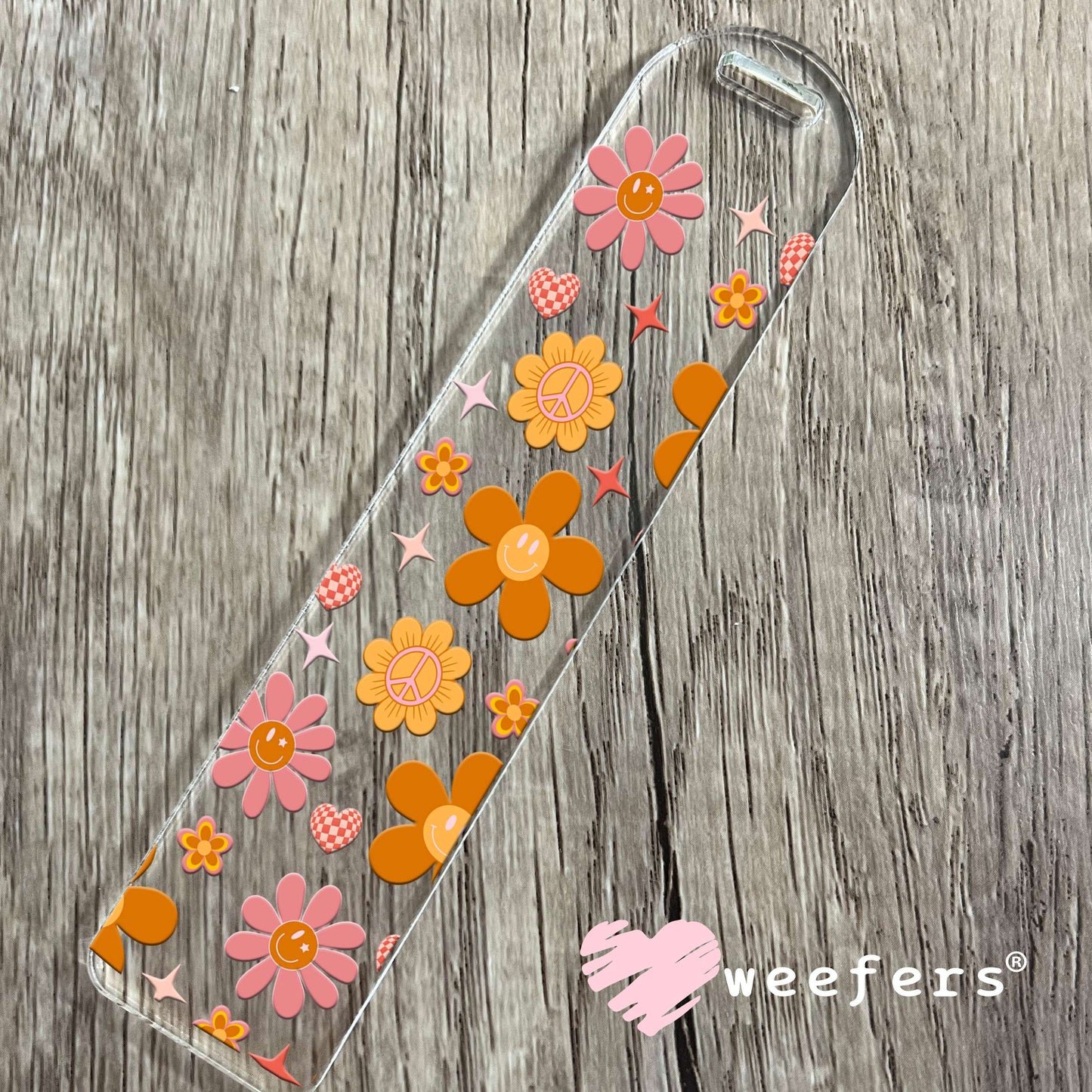 Orange and Pink Daisies UV DTF Cup Wrap Bookmark Weefers