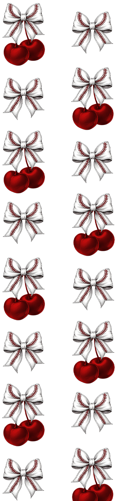Cherry Bow Baseball UV DTF Cup Wrap - WEEFERS EXCLUSIVE WRAP Bookmark Weefers