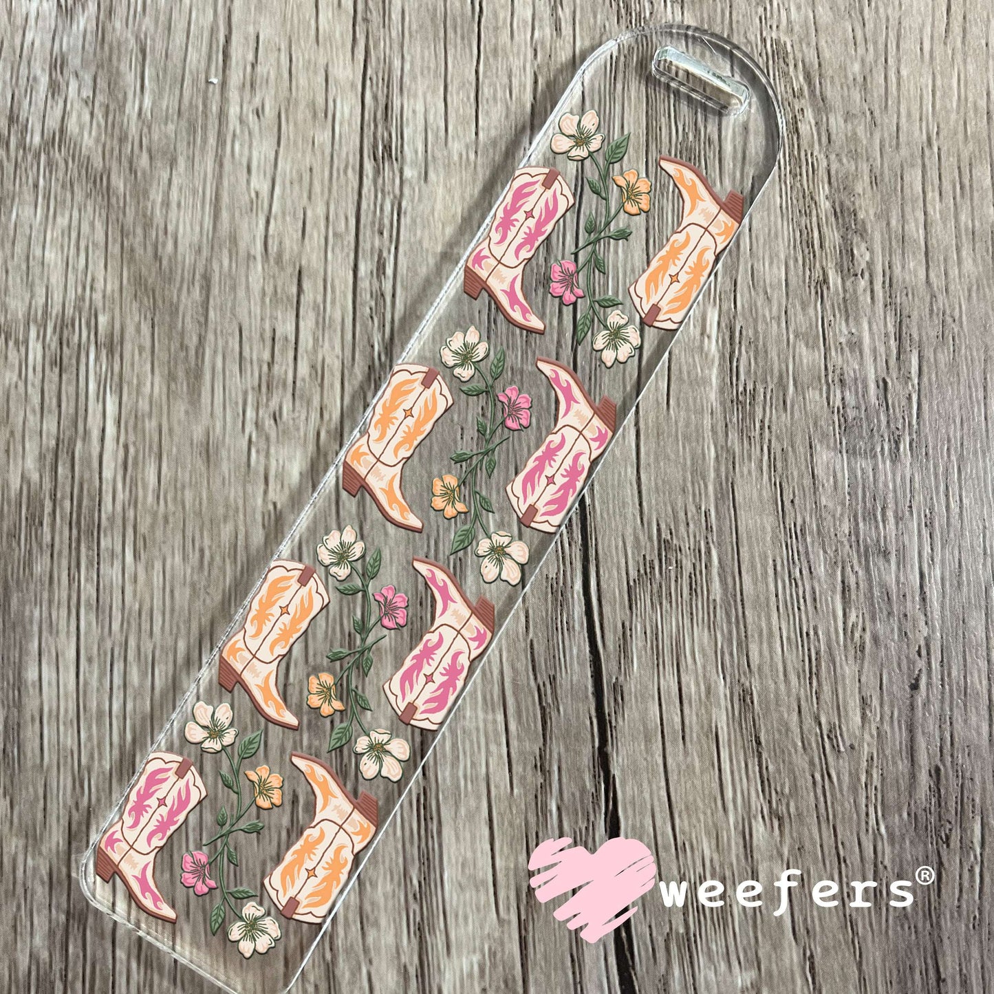 Cowgirl Boots Peach and Pink UV DTF Cup Wrap - WEEFERS EXCLUSIVE WRAP Bookmark Weefers