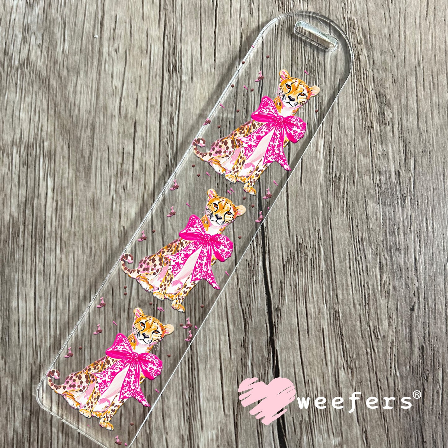 Pink Bow Jaguar UV DTF Cup Wrap - WEEFERS EXCLUSIVE WRAP Bookmark Weefers