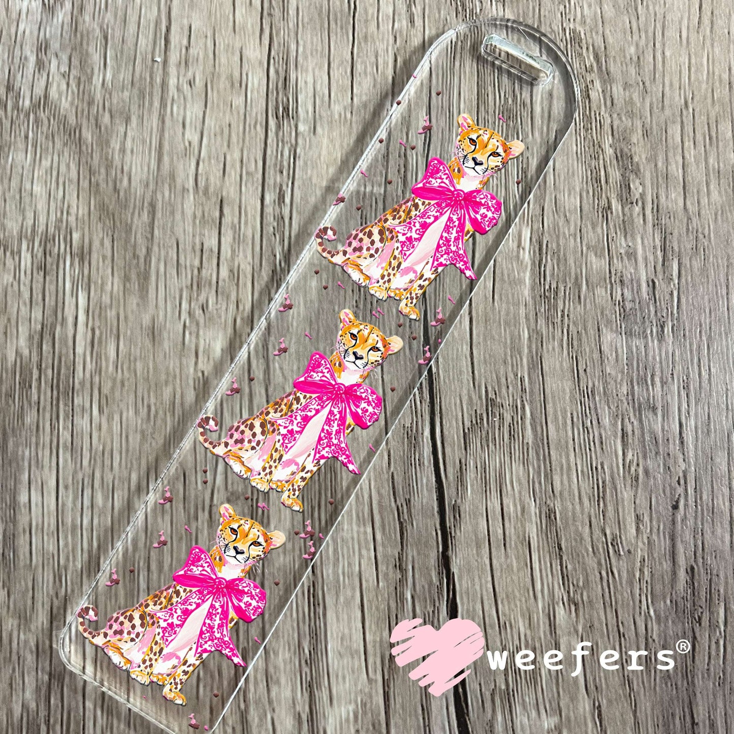 Pink Bow Jaguar UV DTF Cup Wrap - WEEFERS EXCLUSIVE WRAP Bookmark Weefers