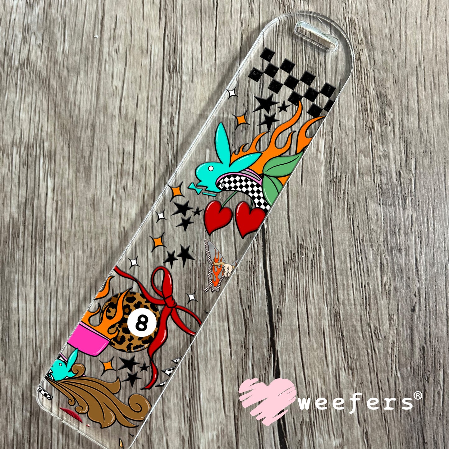 Cowgirl Spurs Leopard Eight Ball UV DTF Cup Wrap - WEEFERS EXCLUSIVE WRAP Bookmark Weefers