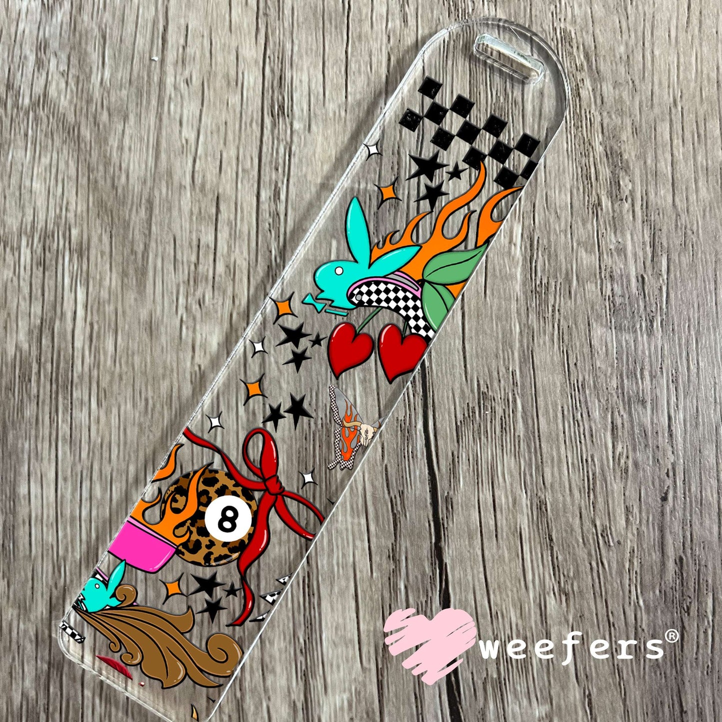 Cowgirl Spurs Leopard Eight Ball UV DTF Cup Wrap - WEEFERS EXCLUSIVE WRAP Bookmark Weefers