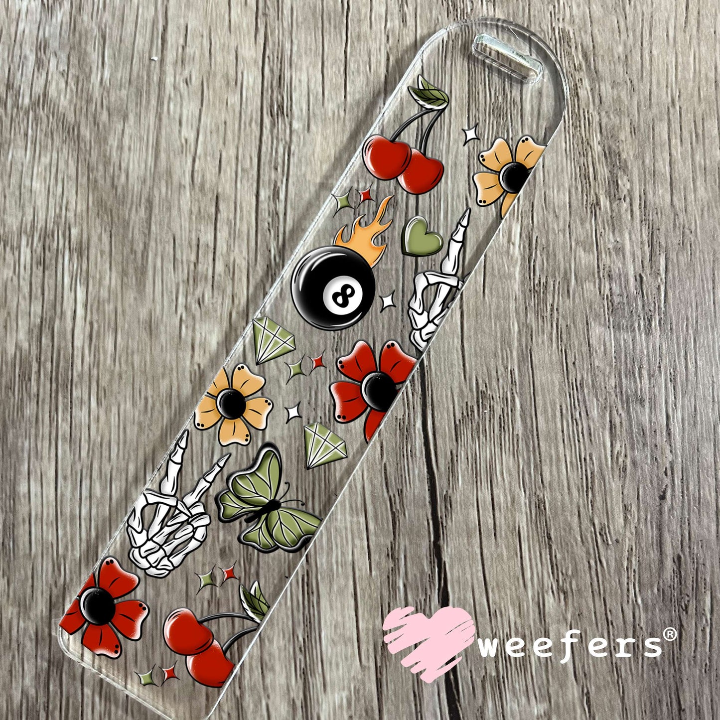 Skully Peace Sign Eight Ball UV DTF Cup Wrap - Exclusive WEEFERS WRAP Bookmark Weefers