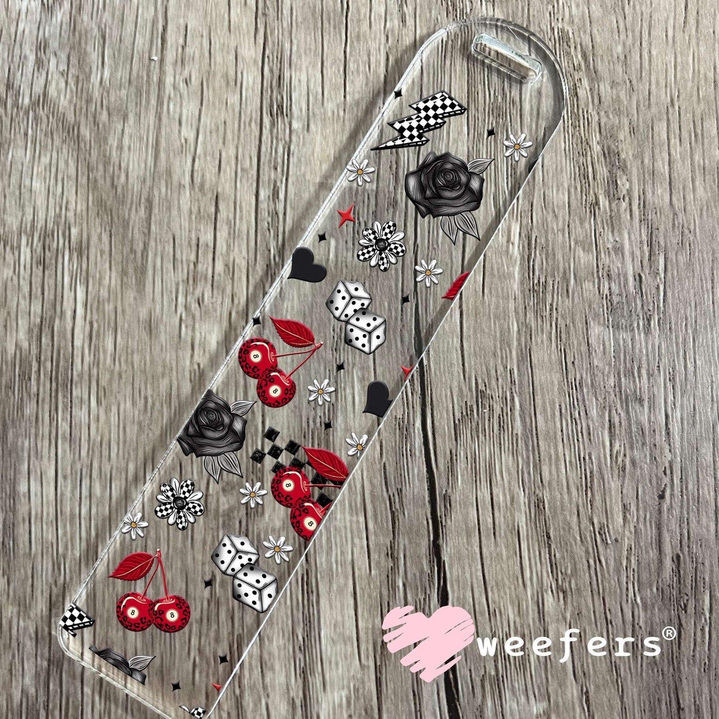 Leopard Red Cherry Eight Ball Sidekick UV DTF Cup Wrap - Exclusive WEEFERS WRAP Bookmark Weefers
