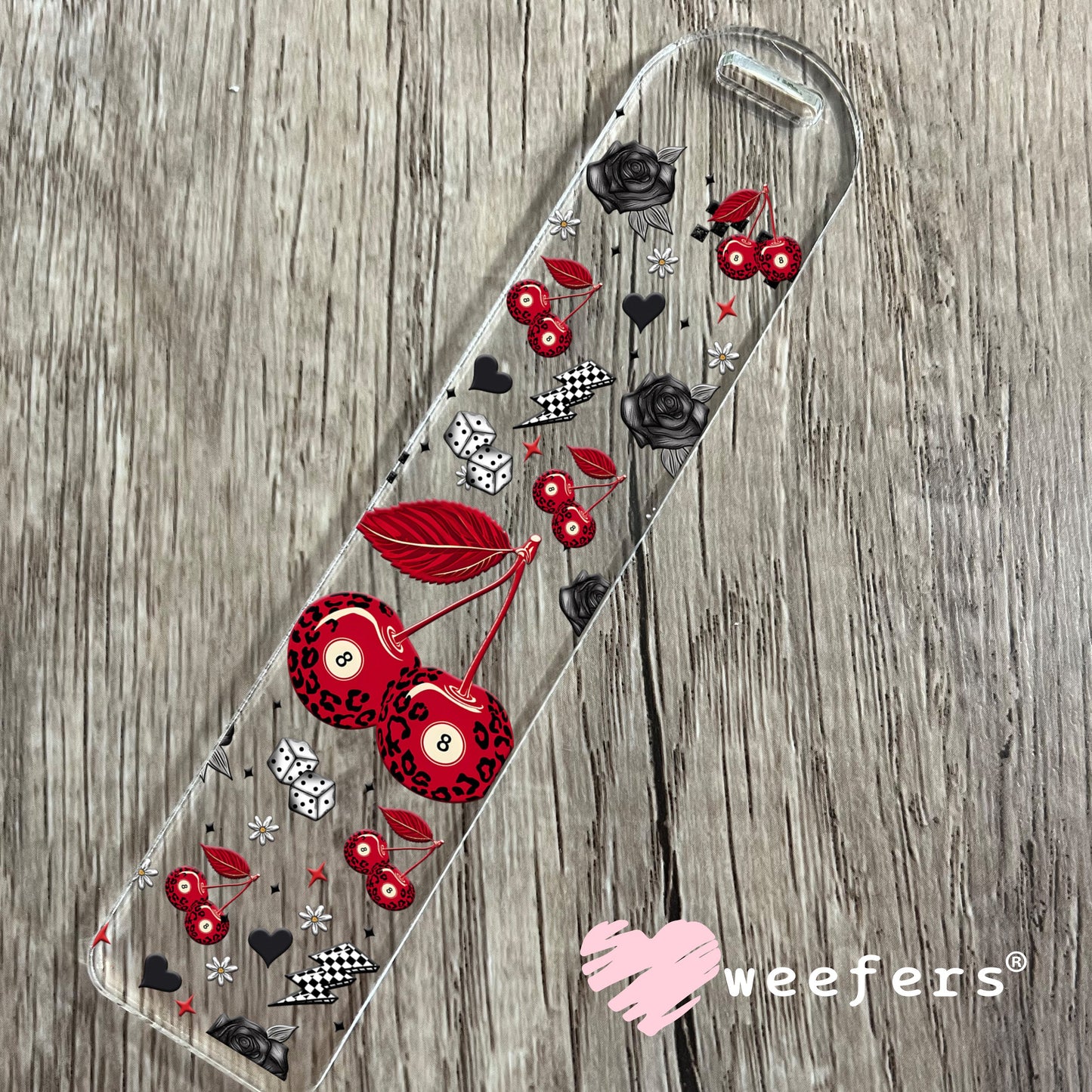 Leopard Red Cherry Eight Ball UV DTF Cup Wrap - Exclusive WEEFERS WRAP Bookmark Weefers