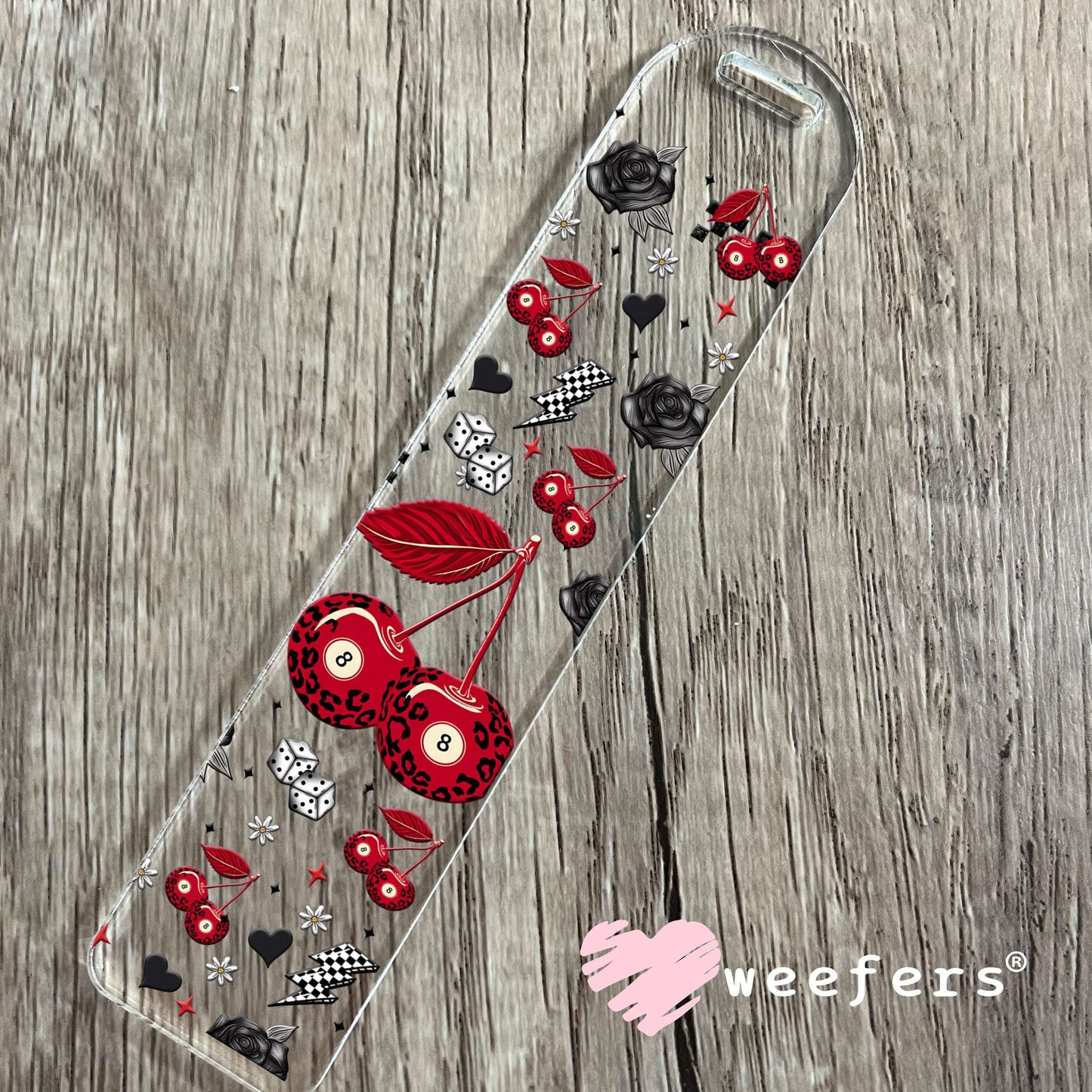 Leopard Red Cherry Eight Ball UV DTF Cup Wrap - Exclusive WEEFERS WRAP Bookmark Weefers